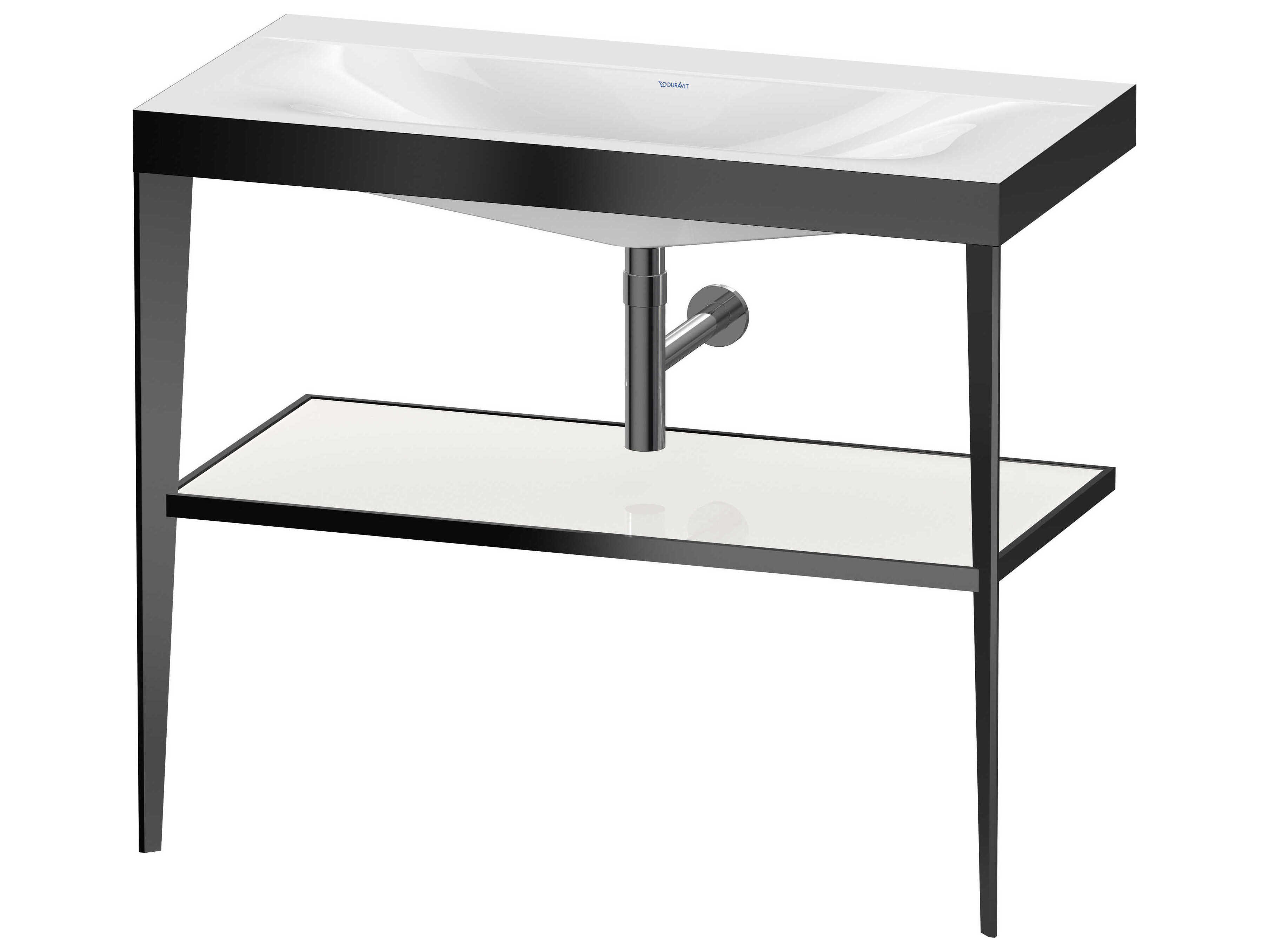 Duravit Xviu 39'' White High Gloss Lacquer/Black Set with Metal Console