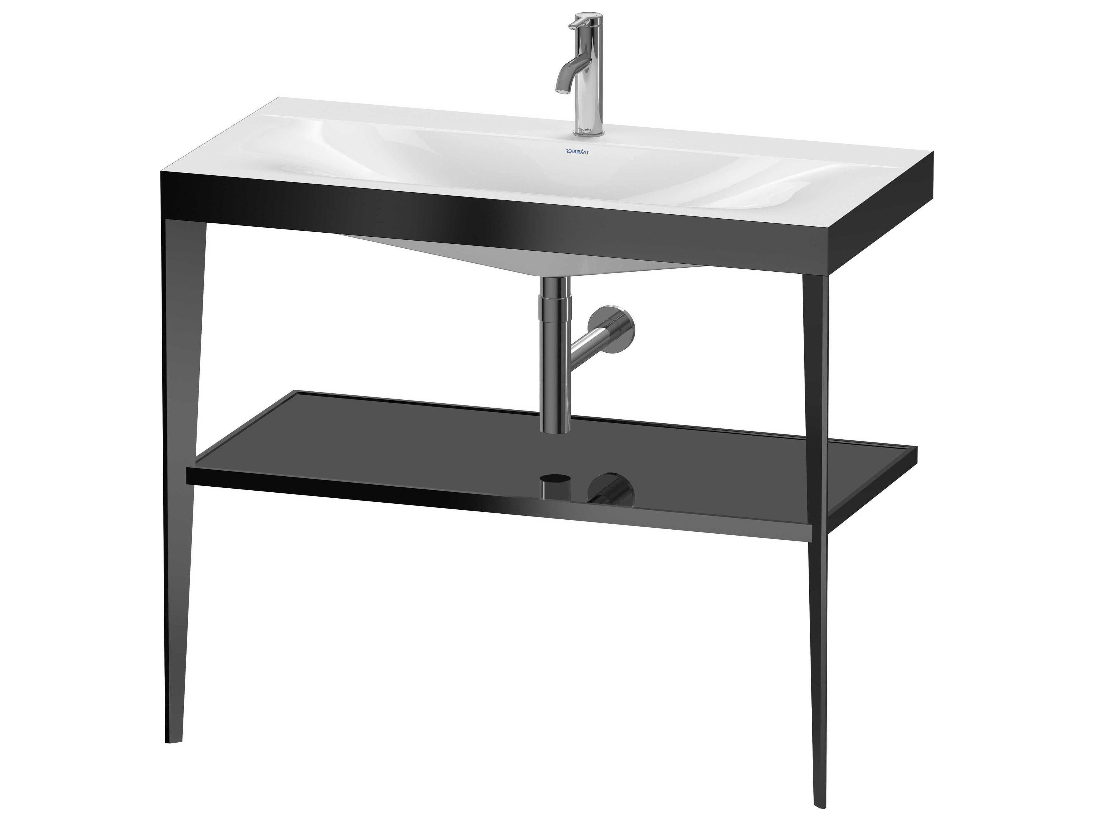Duravit Xviu 39'' Black High Gloss/Black Set with Metal Console