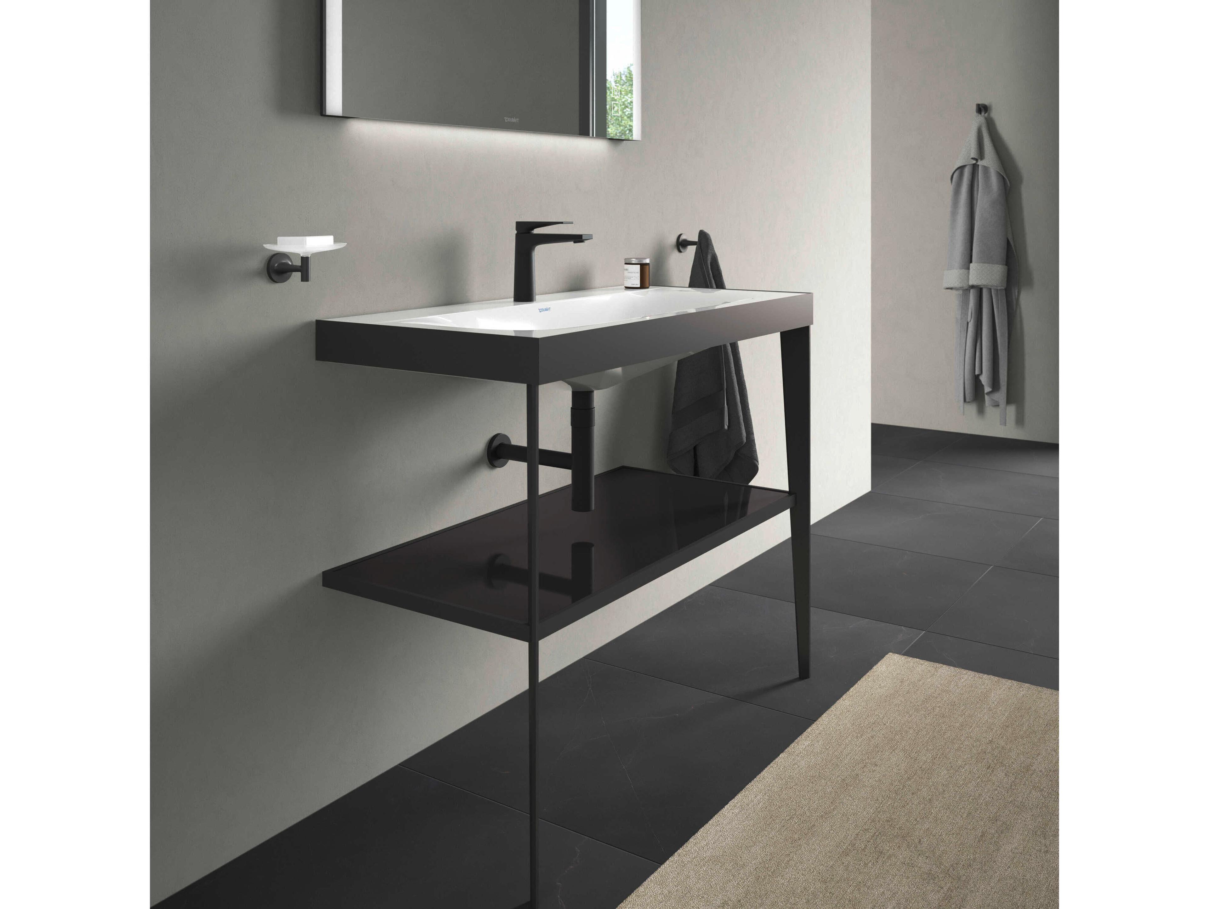 Duravit Xviu 39'' Black High Gloss/Black Set with Metal Console