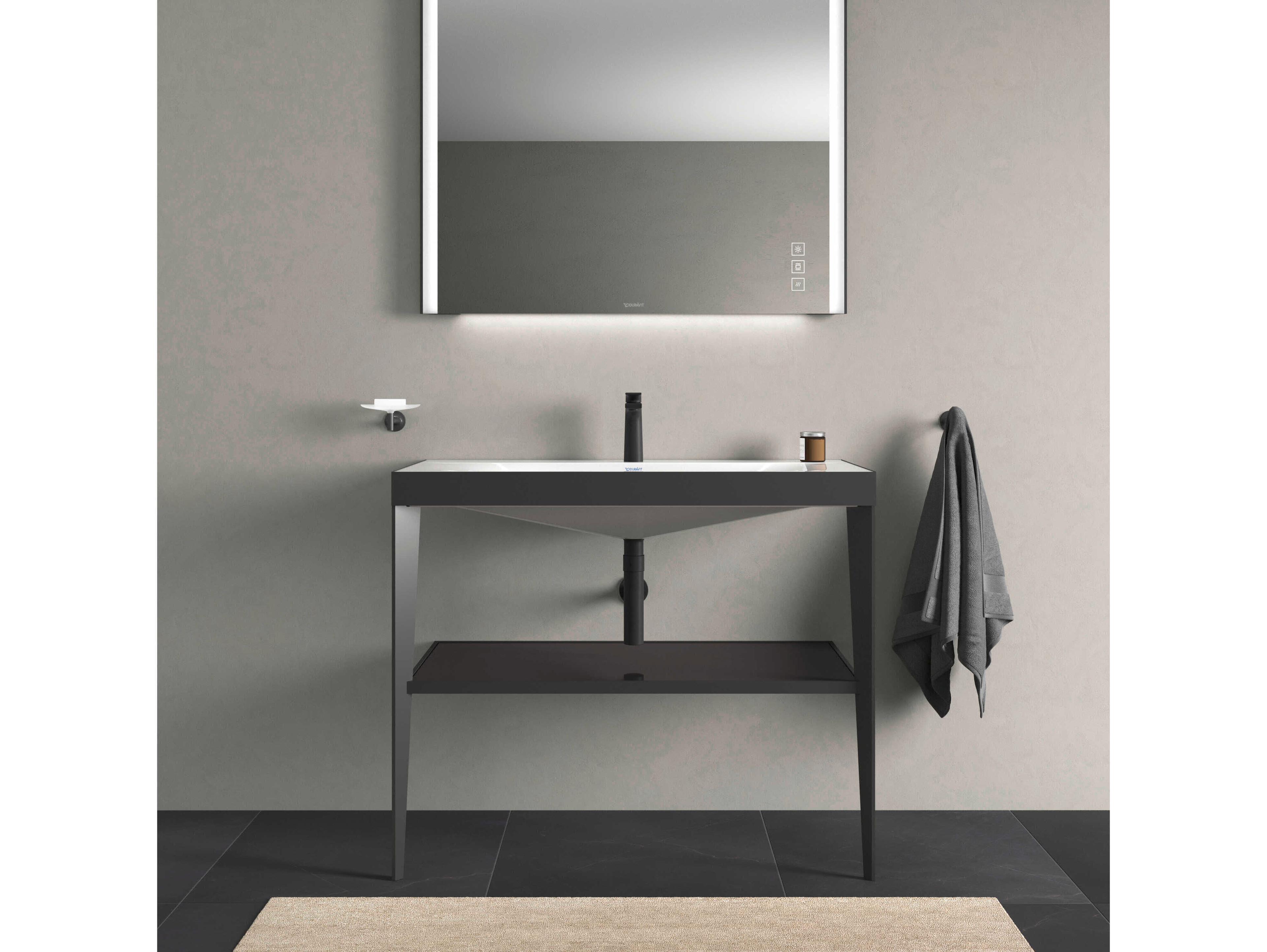 Duravit Xviu 39'' Black High Gloss/Black Set with Metal Console