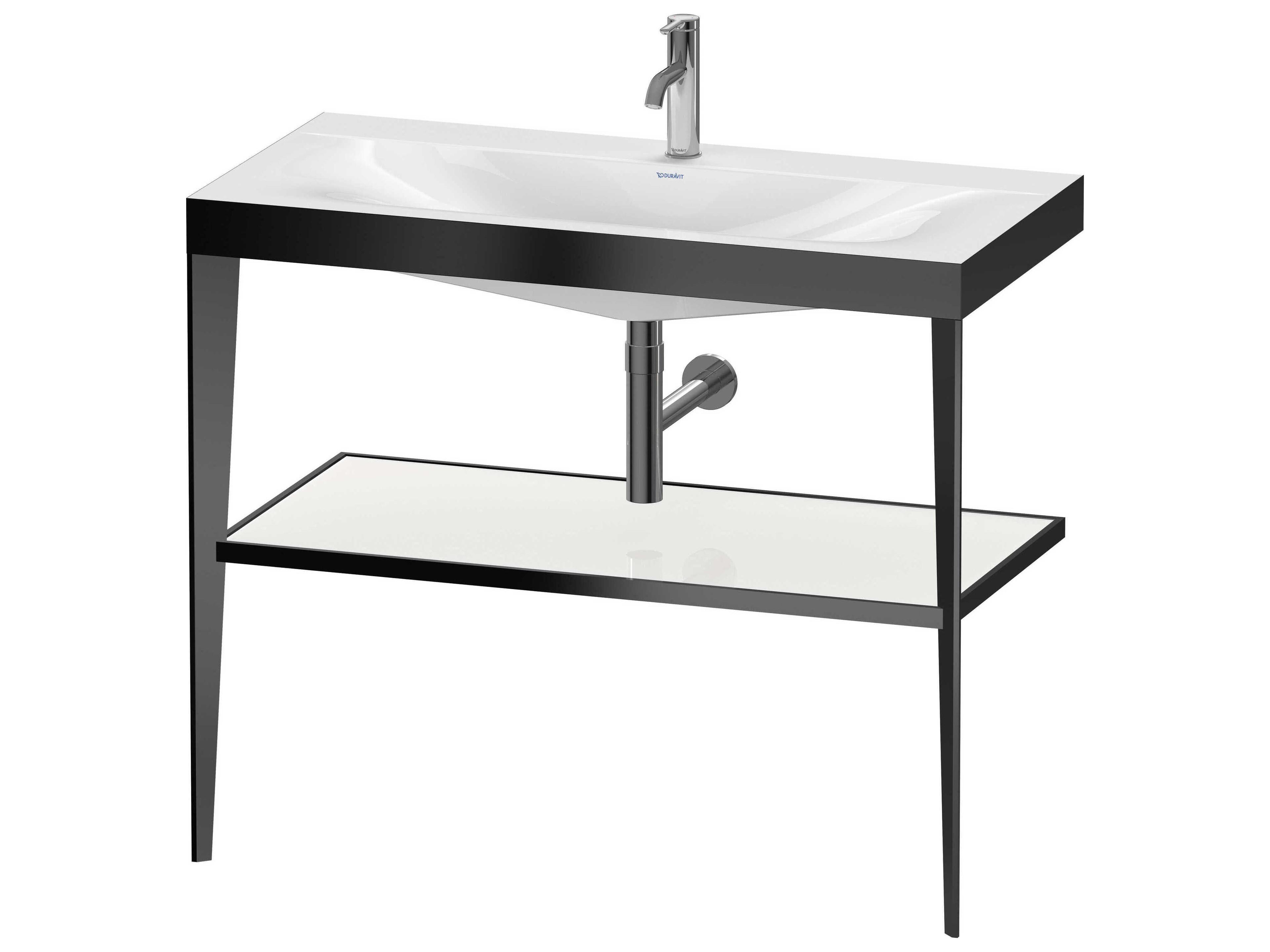 Duravit Xviu 39'' White High Gloss Lacquer /Black Set with Metal Console