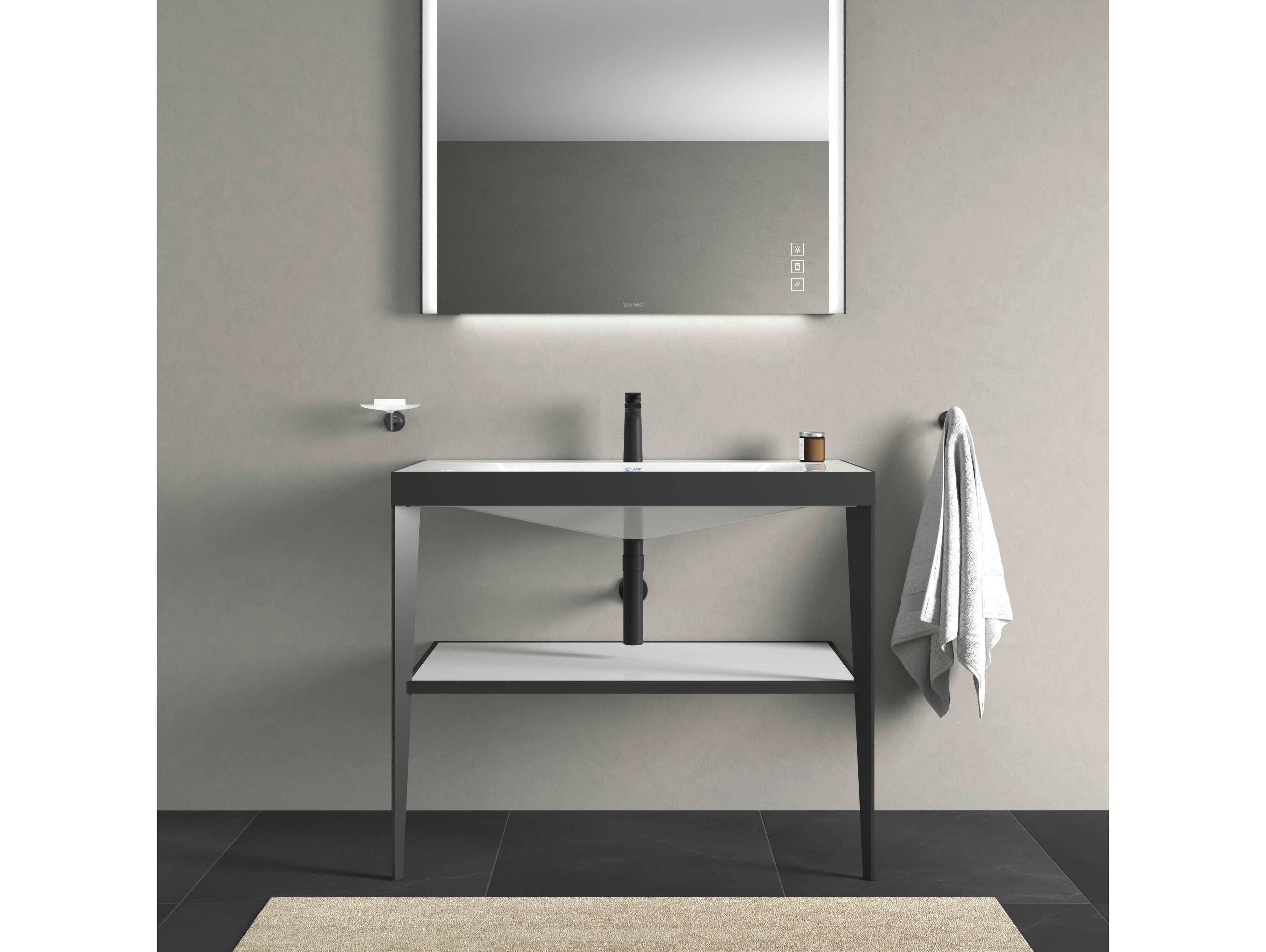 Duravit Xviu 39'' White High Gloss Lacquer /Black Set with Metal Console