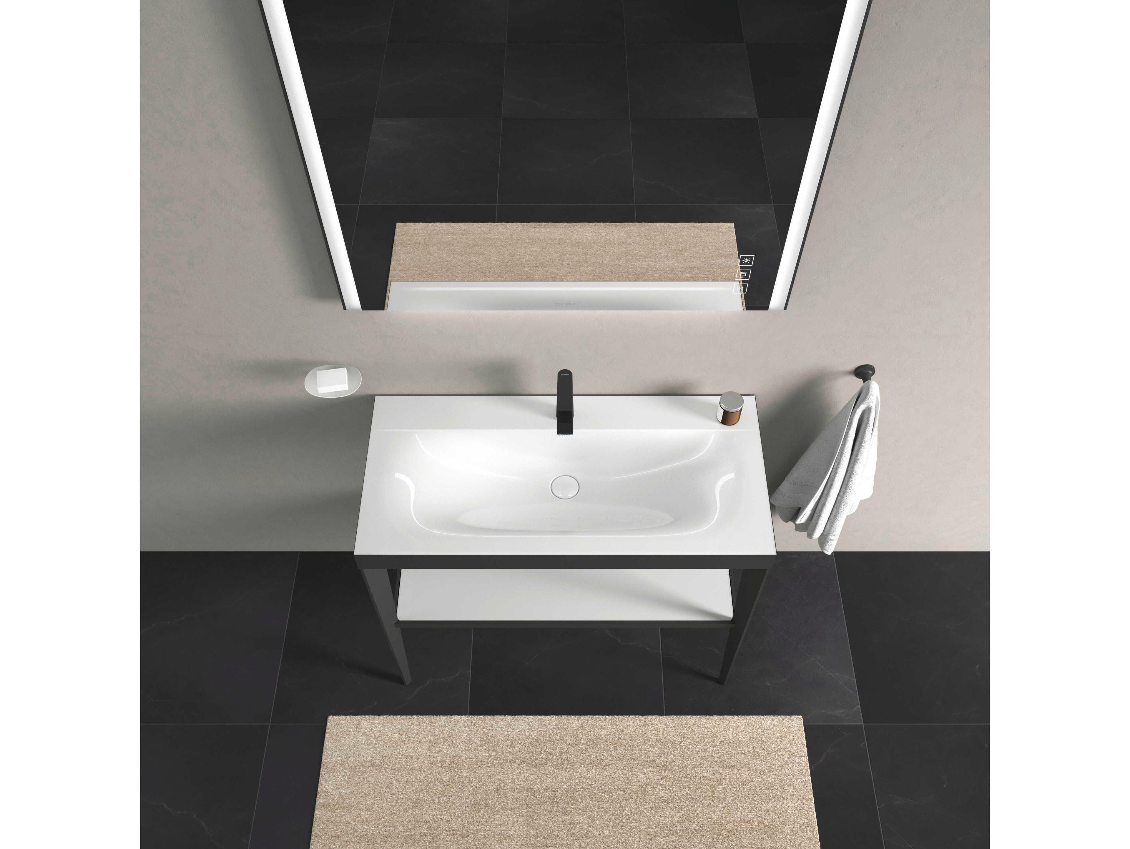 Duravit Xviu 39'' White High Gloss Lacquer /Black Set with Metal Console