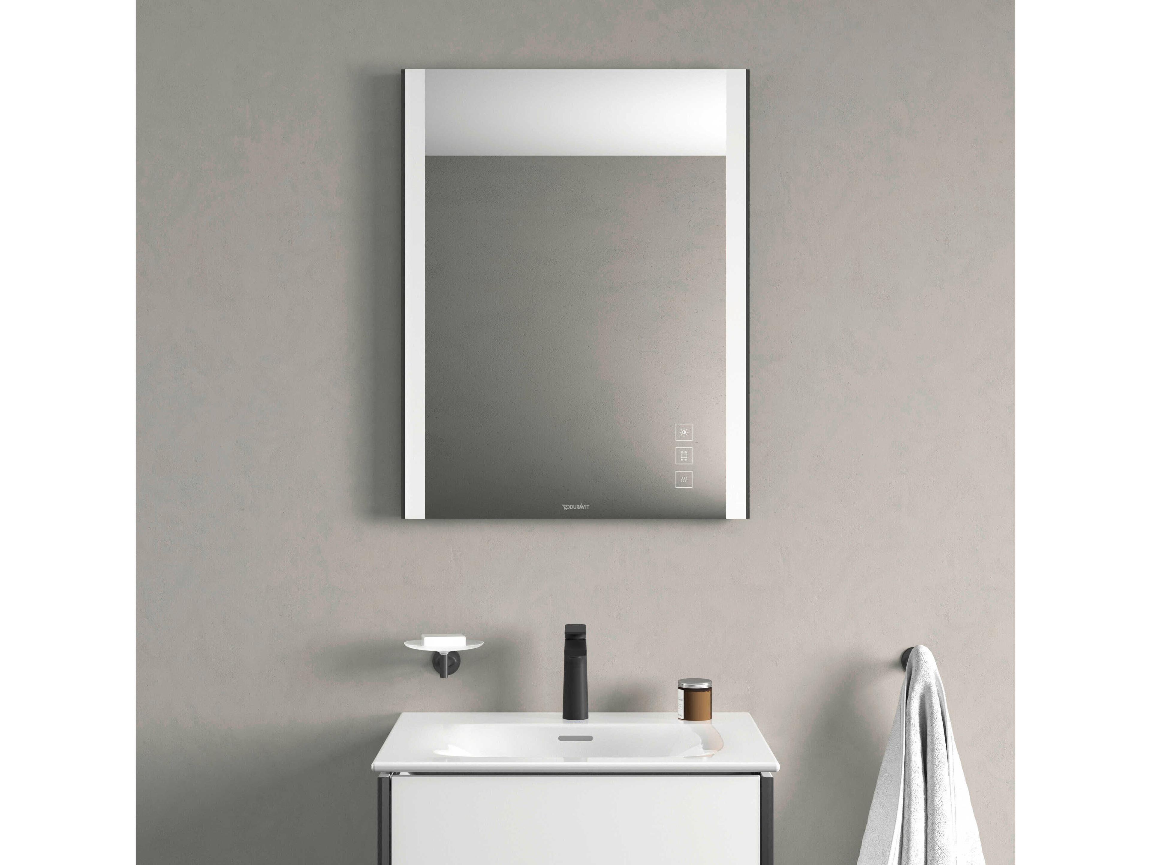 Duravit Xviu 24'' Matte Black LED Mirror with Dimmable Lighting
