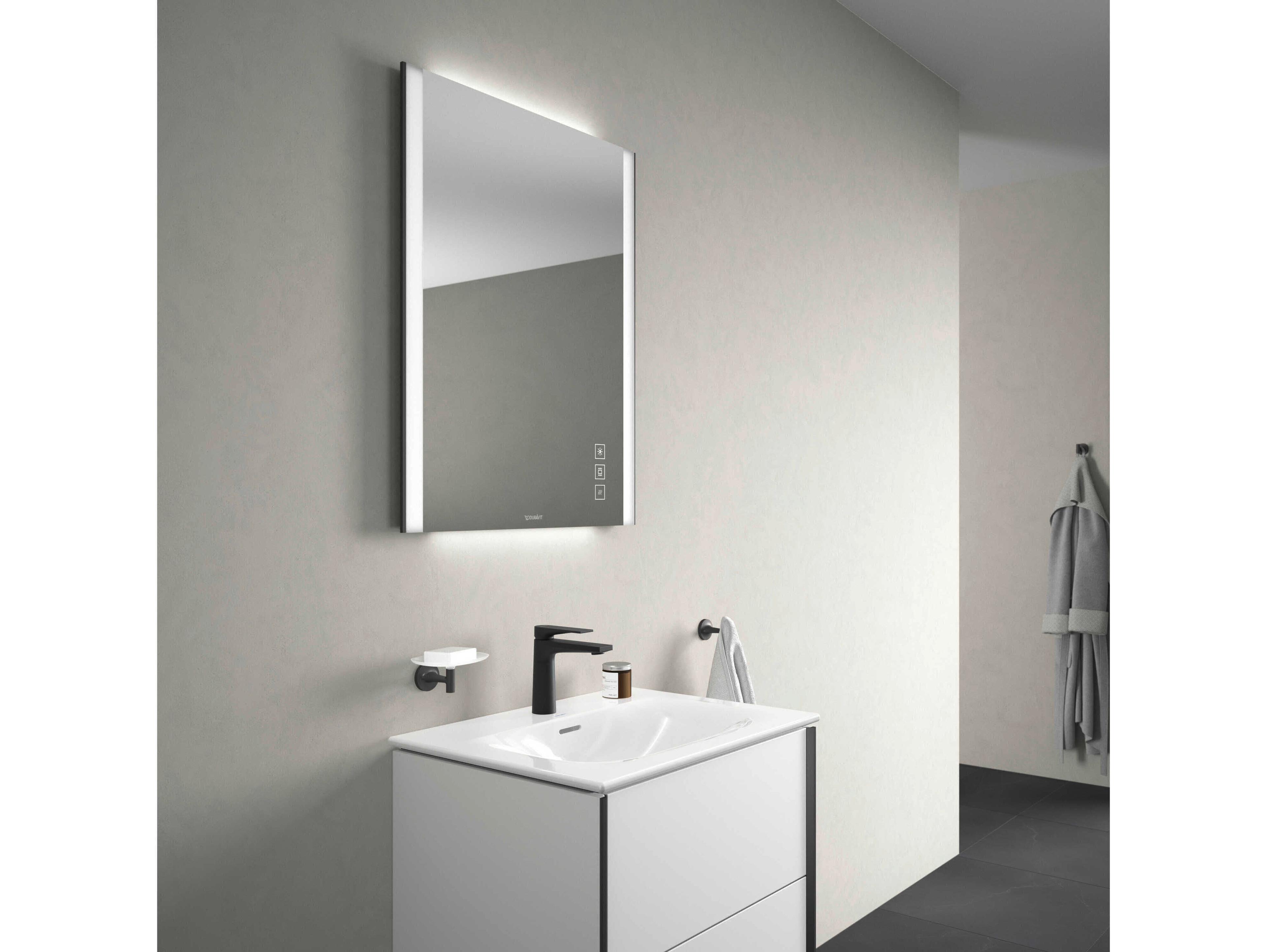 Duravit Xviu 24'' Matte Black LED Mirror with Dimmable Lighting