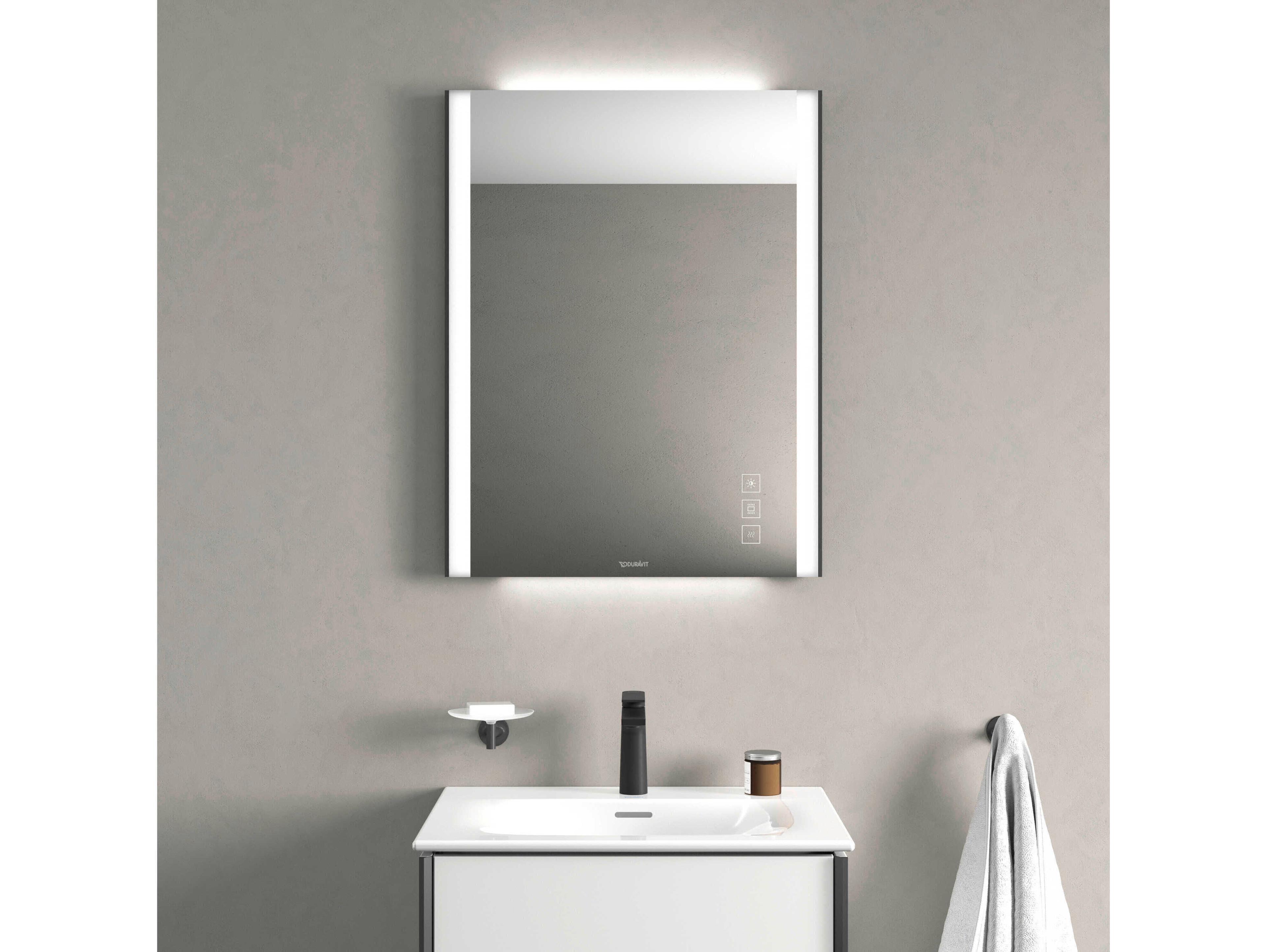 Duravit Xviu 24'' Matte Black LED Mirror with Dimmable Lighting