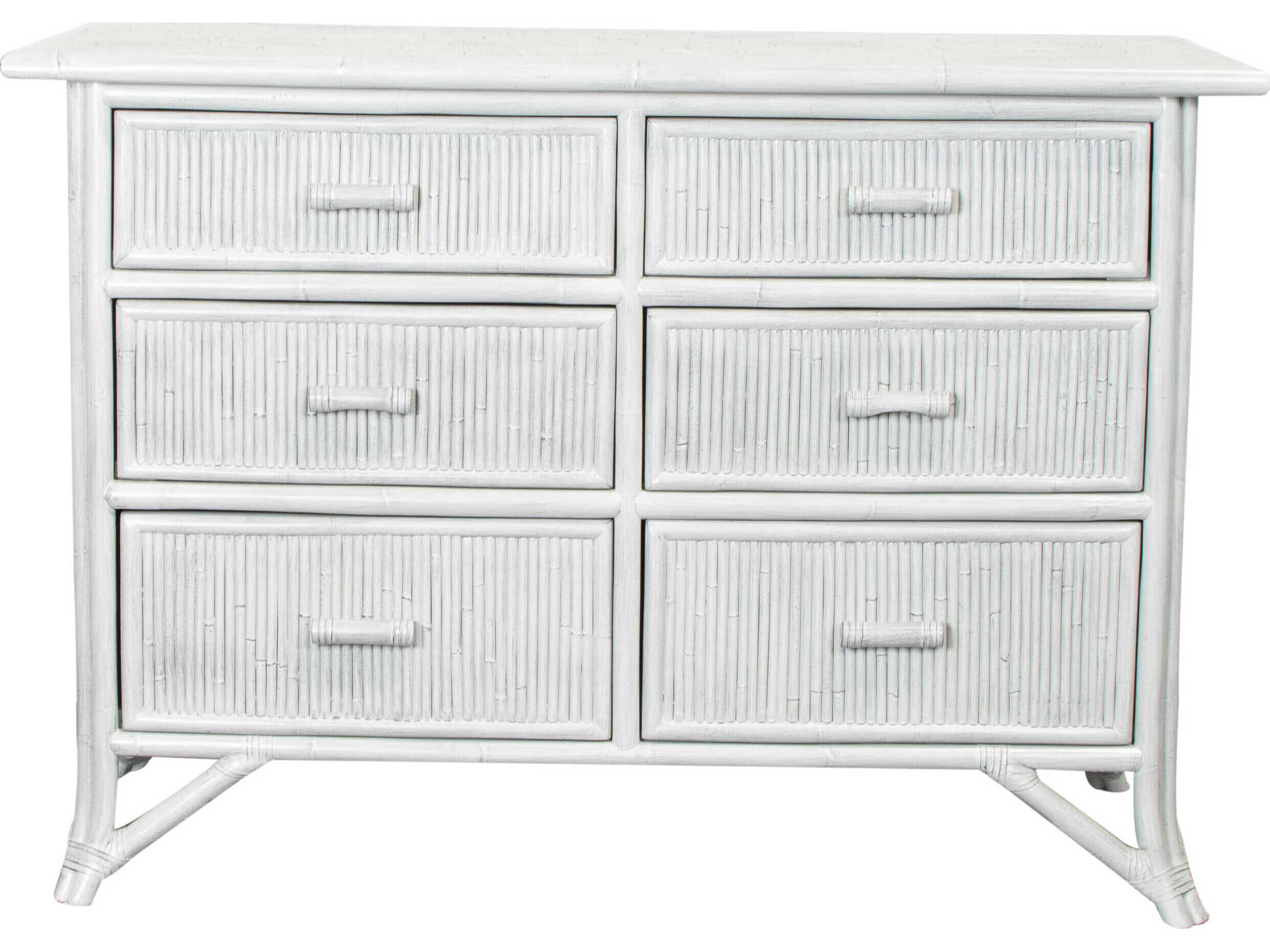 David Francis Pencil Rattan Six-Drawer Dresser