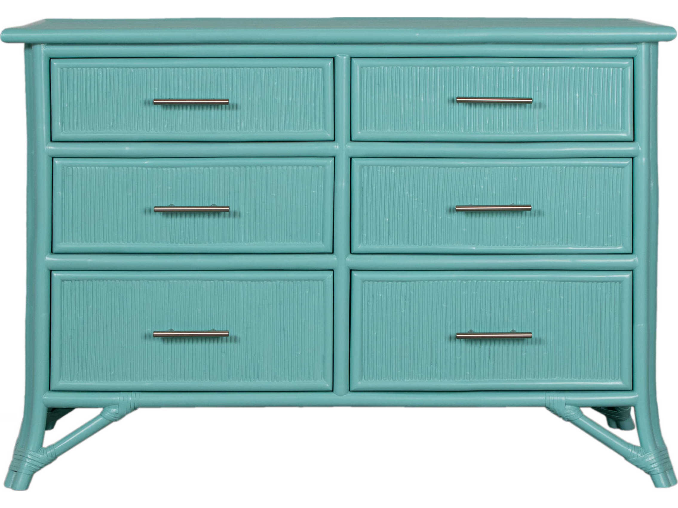 David Francis Pencil Rattan Six-Drawer Dresser