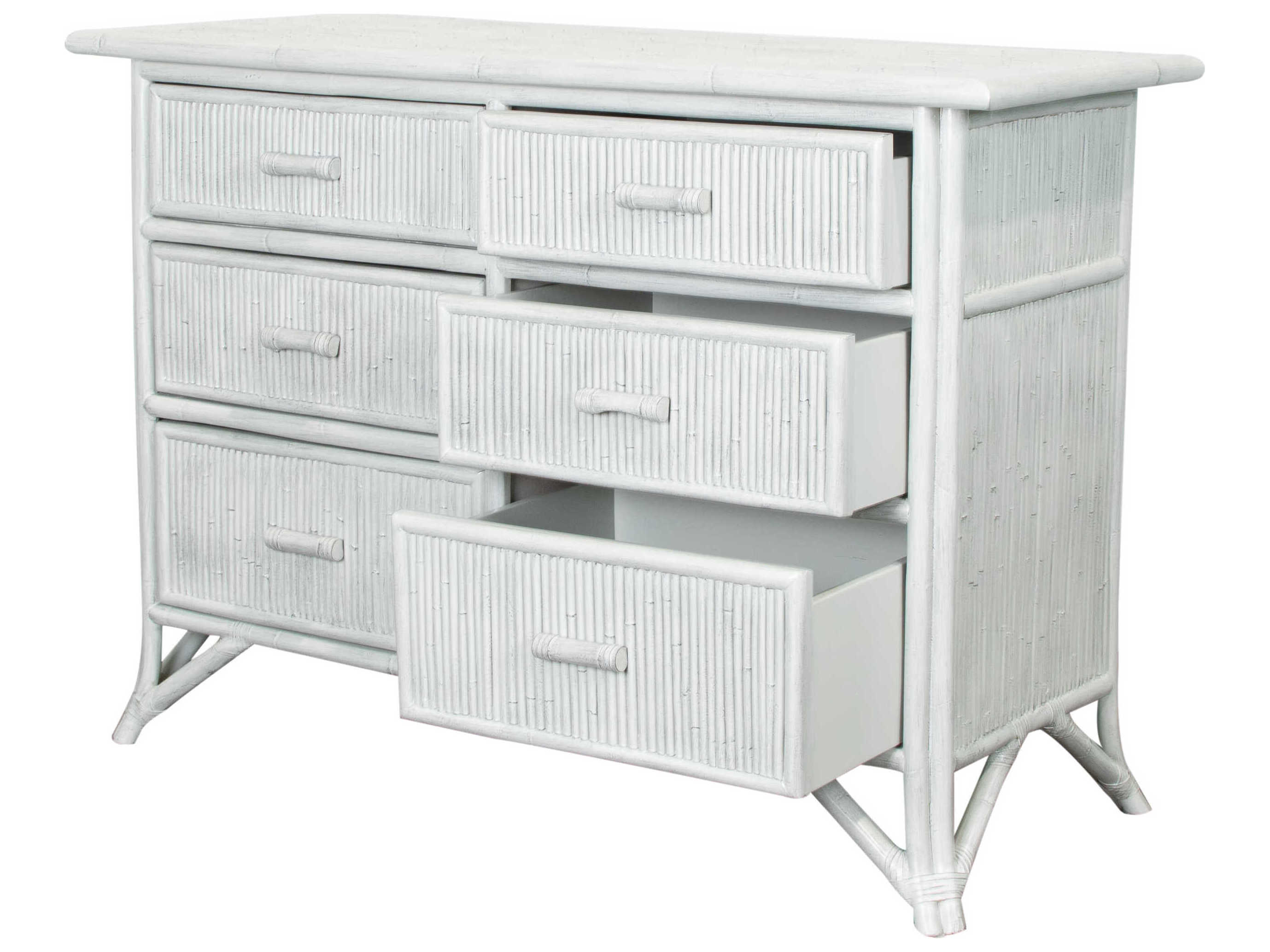 David Francis Pencil Rattan Six-Drawer Dresser