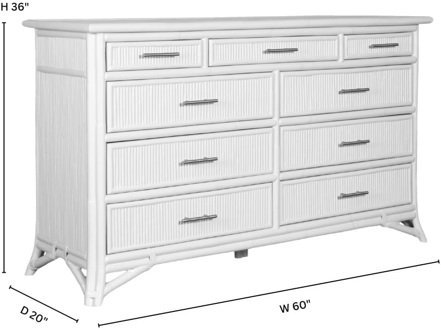David Francis Pencil Rattan Nine-Drawer Dresser