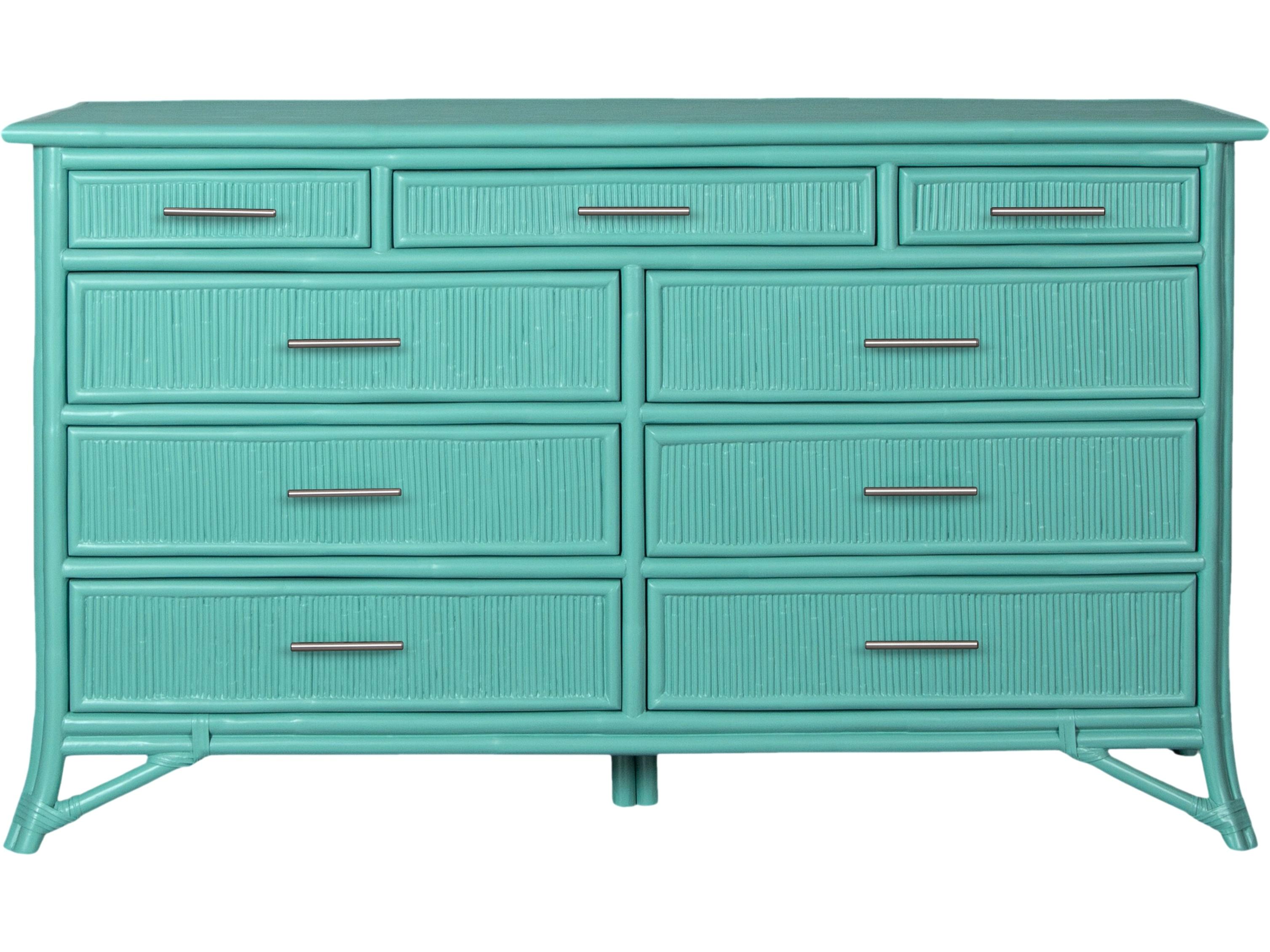 David Francis Pencil Rattan Nine-Drawer Dresser