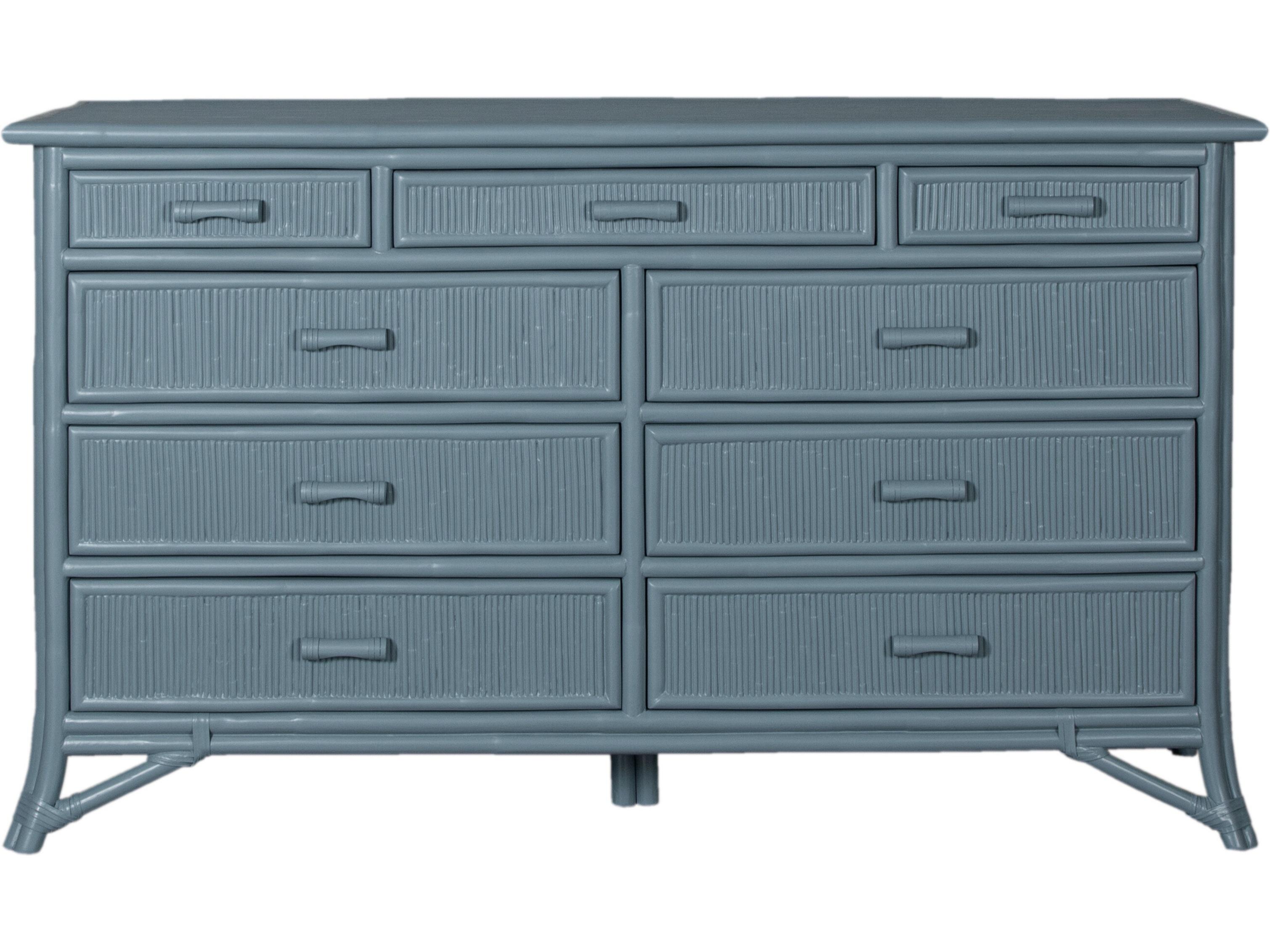 David Francis Pencil Rattan Nine-Drawer Dresser