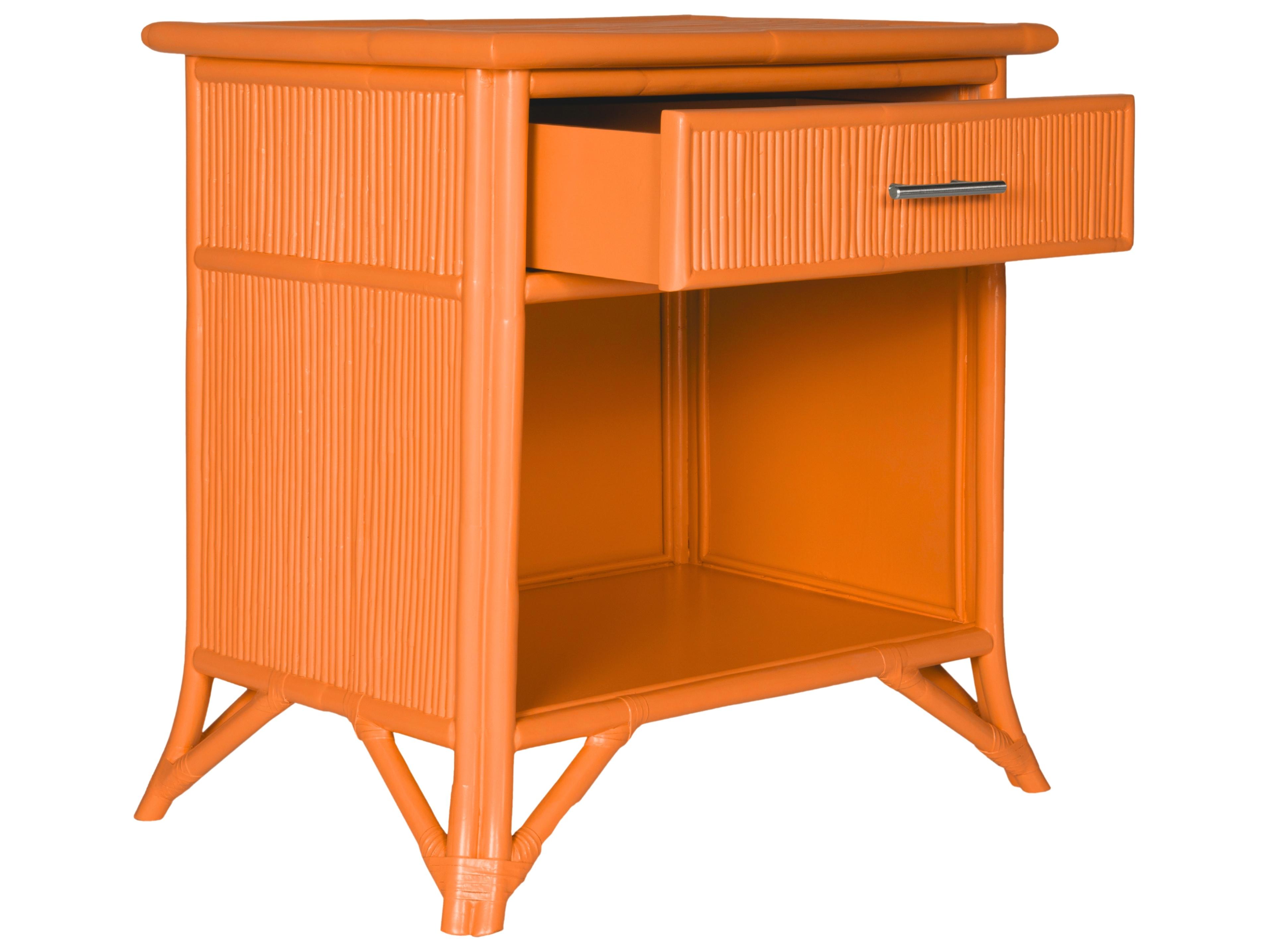 David Francis Pencil Rattan One-Drawer Nightstand