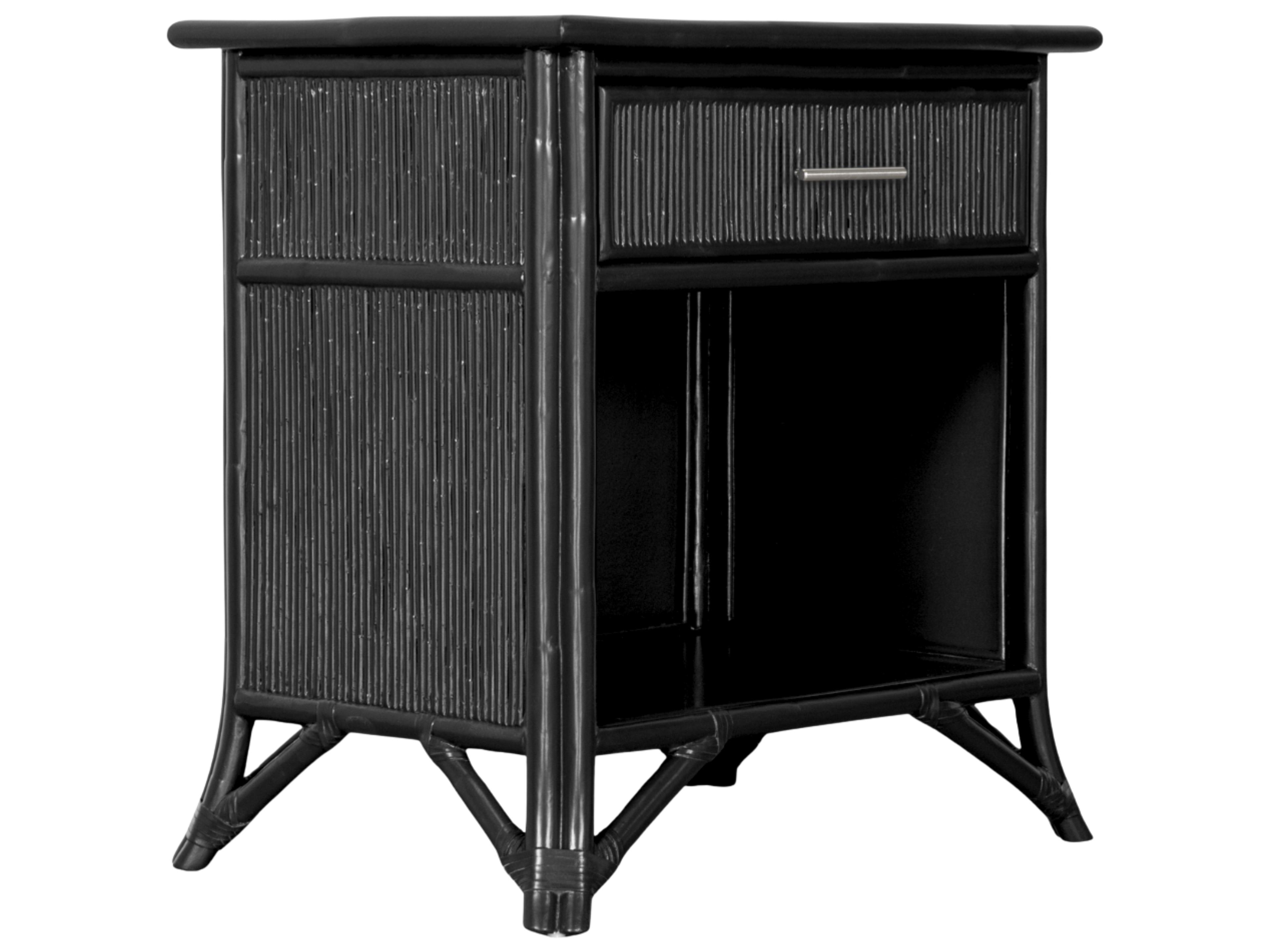 David Francis Pencil Rattan One-Drawer Nightstand