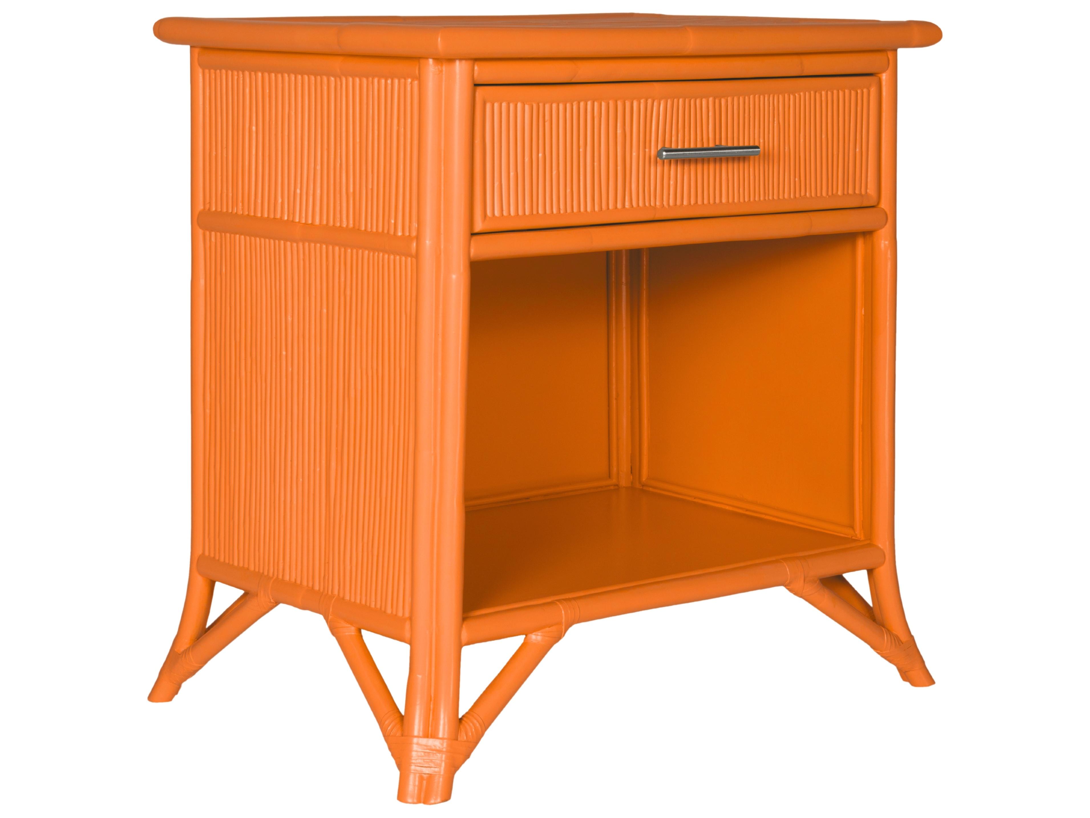 David Francis Pencil Rattan One-Drawer Nightstand