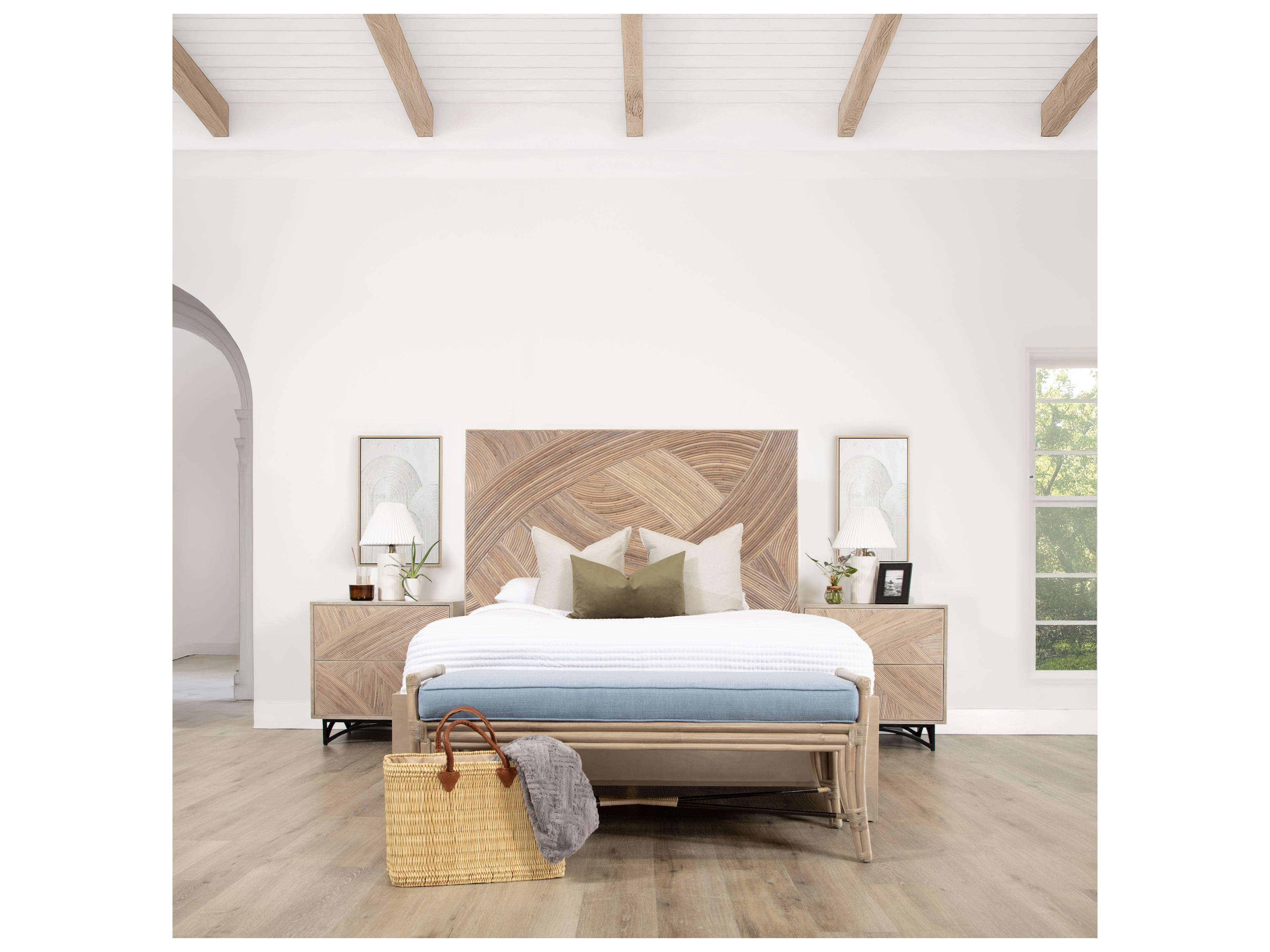 David Francis Swirl Rattan Bed King, Standard