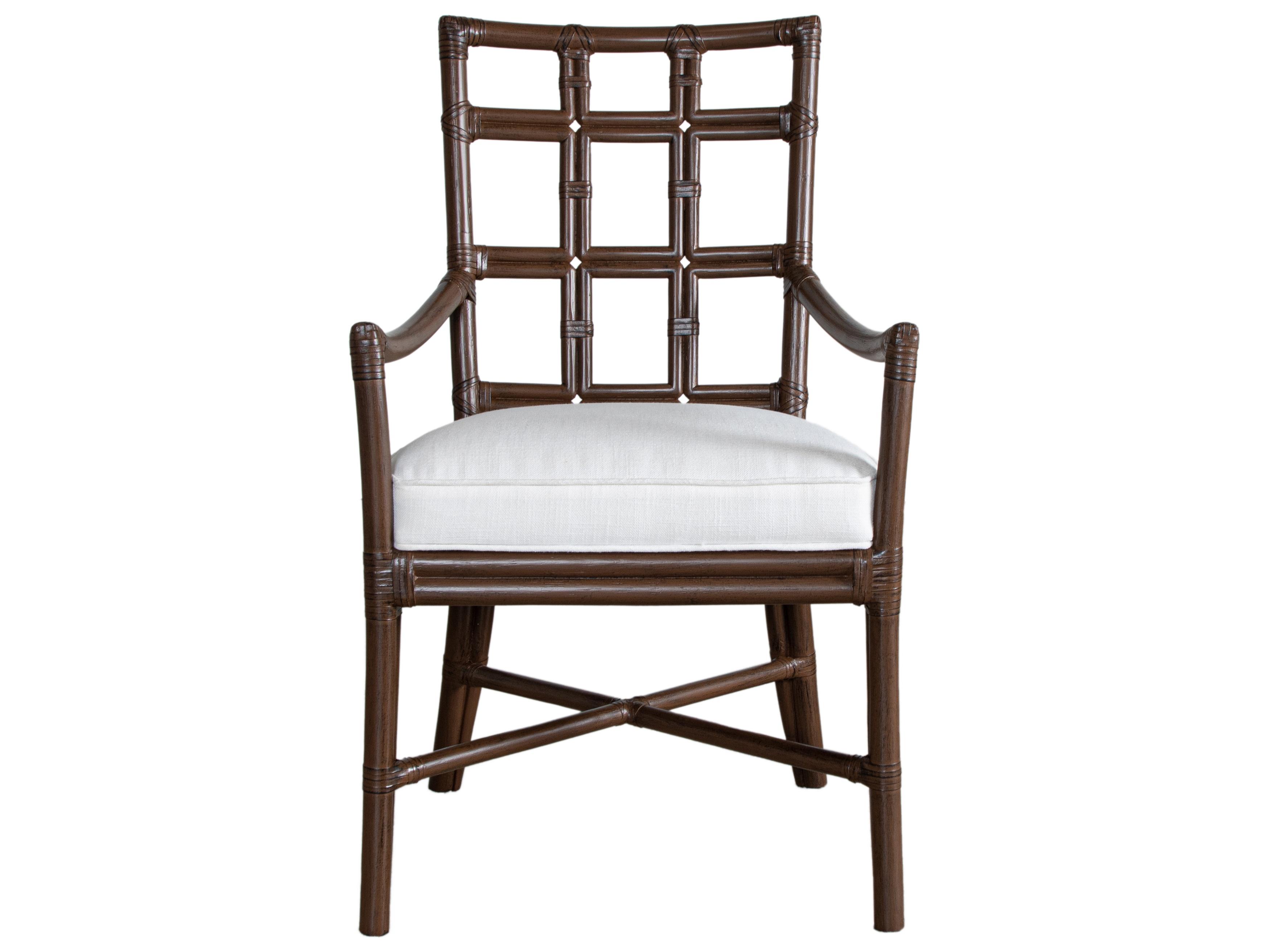 Seville Rattan Natural Upholstered Arm Dining Chair