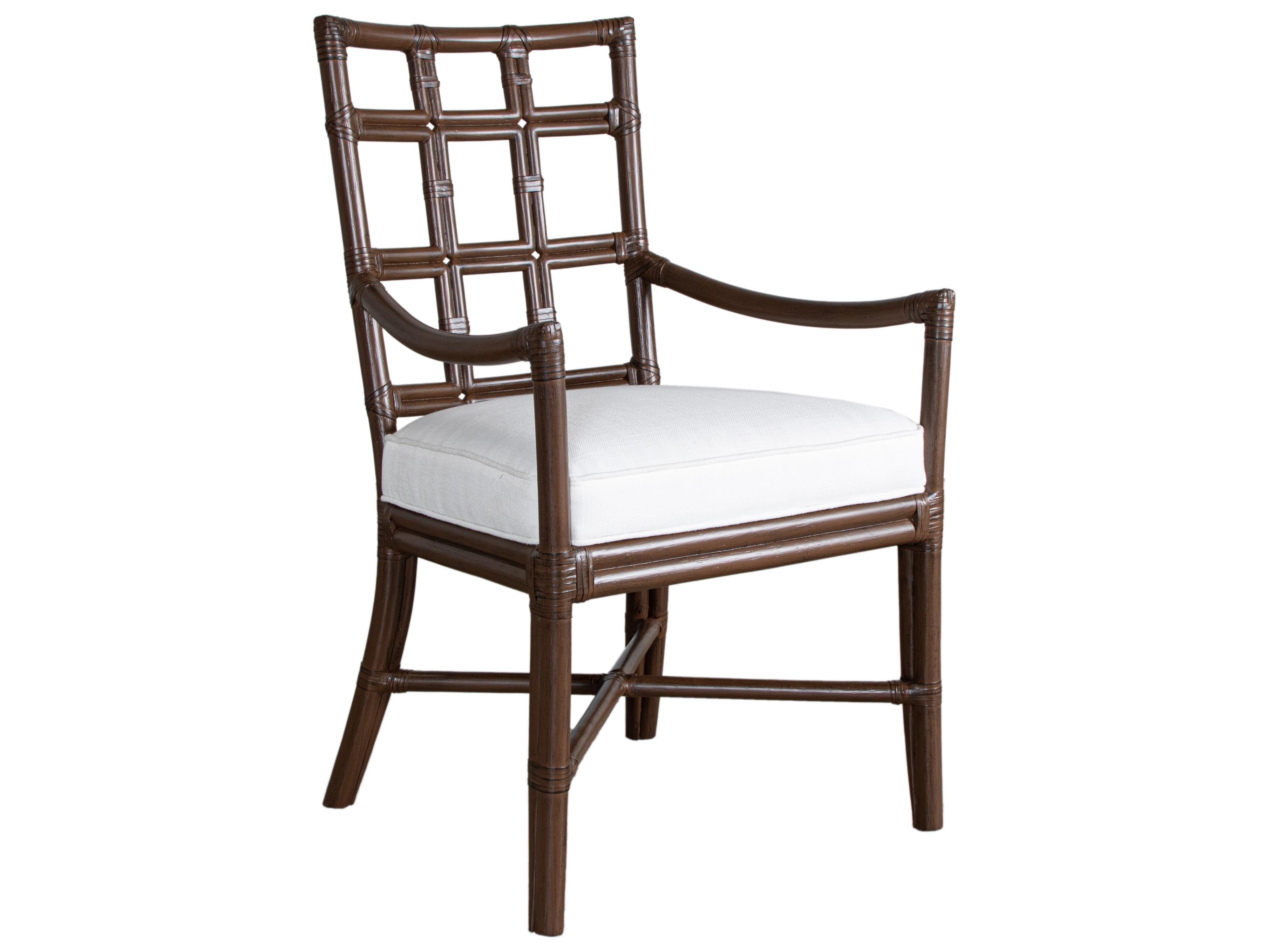 Seville Rattan Natural Upholstered Arm Dining Chair