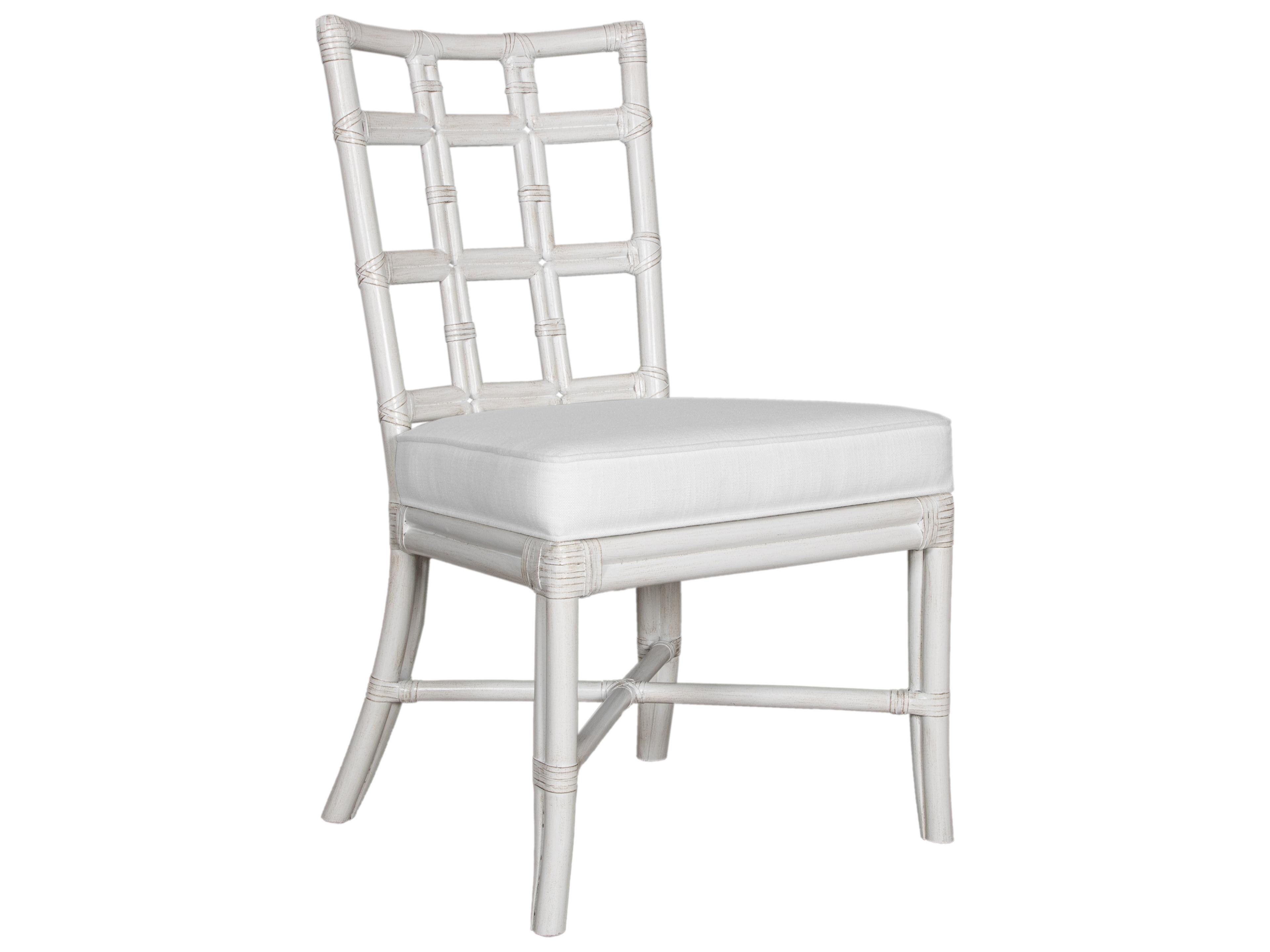 Seville Rattan Natural Upholstered Armless Dining Chair