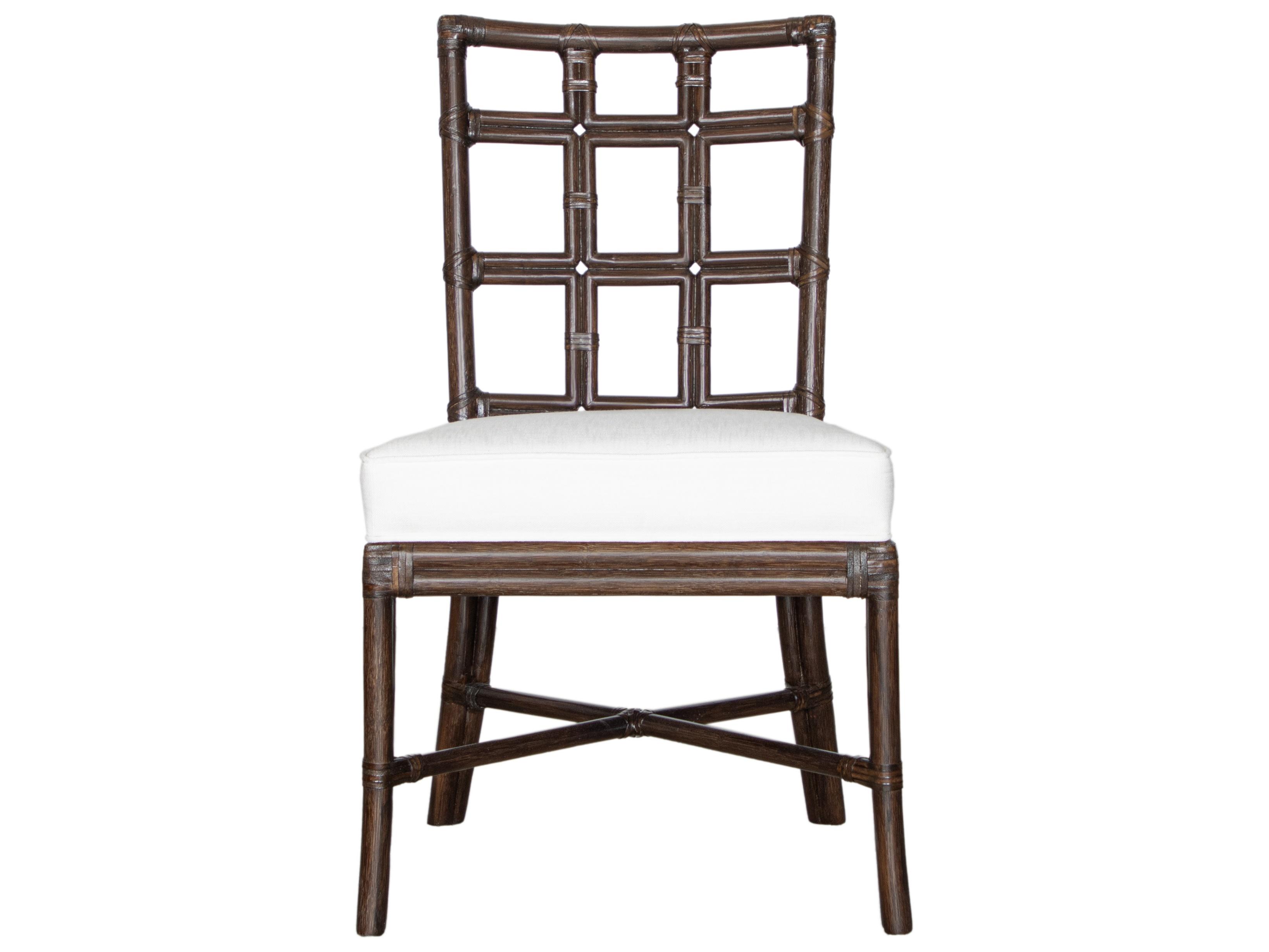 Seville Rattan Natural Upholstered Armless Dining Chair