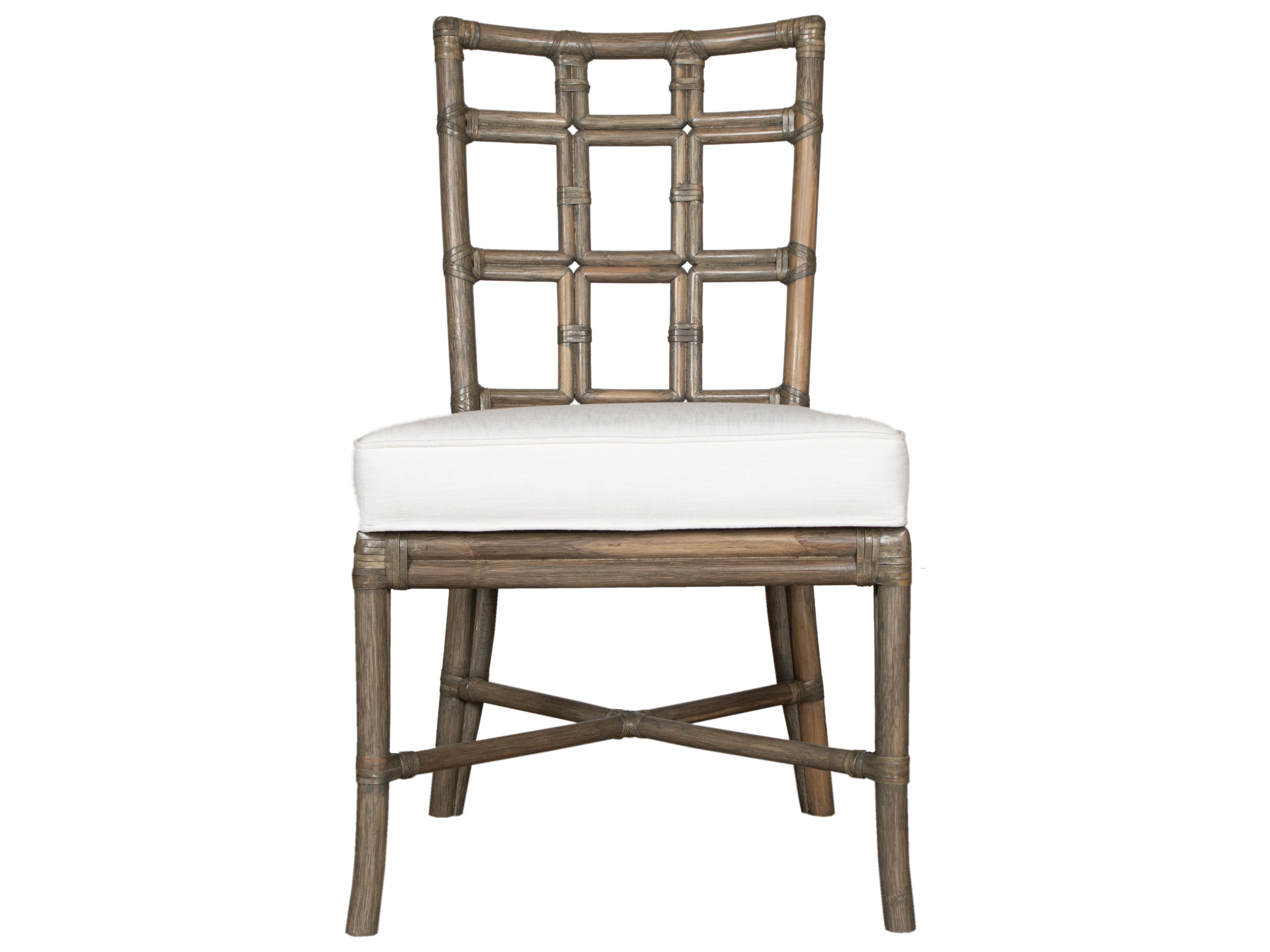 Seville Rattan Natural Upholstered Armless Dining Chair