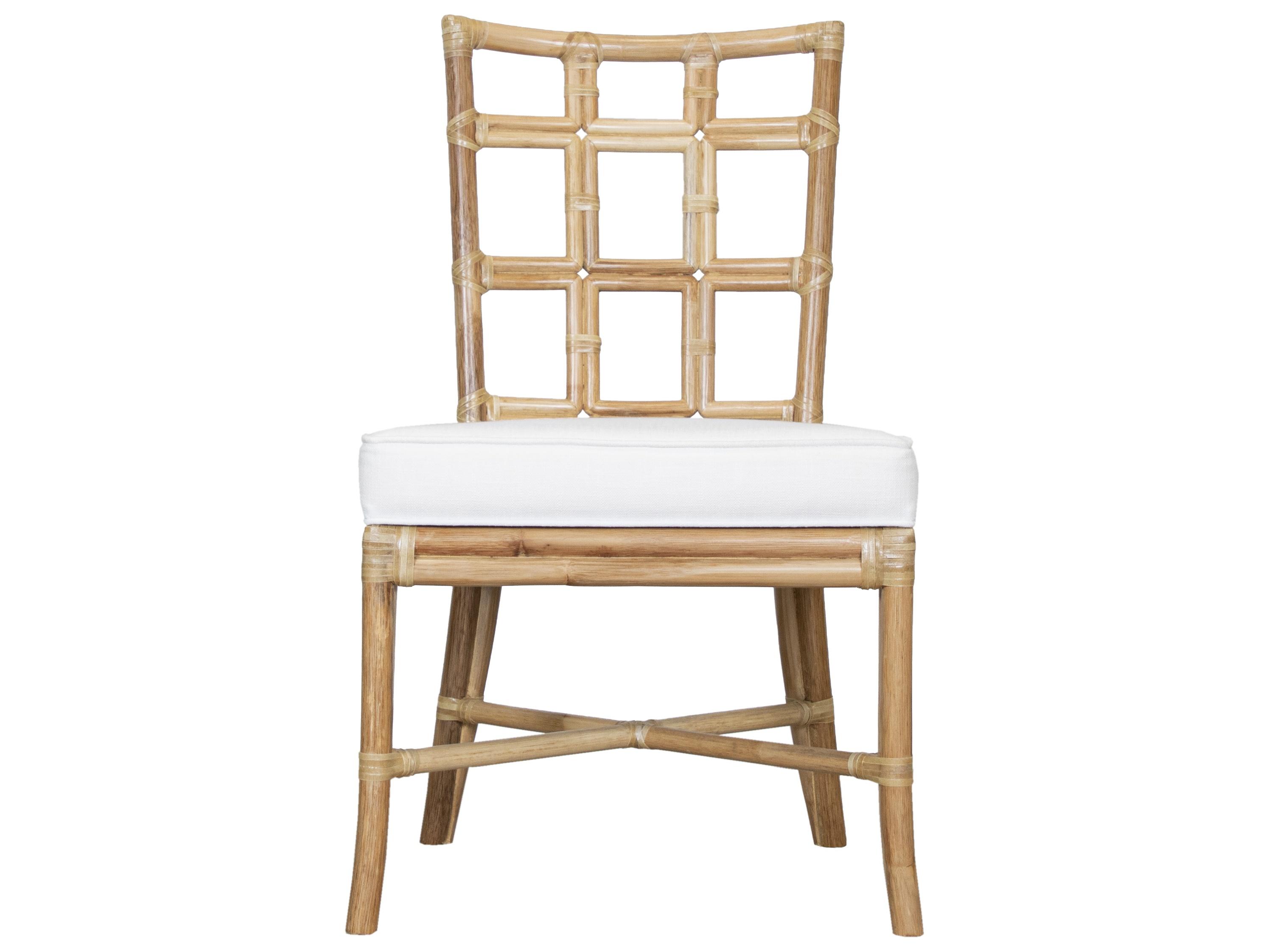 Seville Rattan Natural Upholstered Armless Dining Chair
