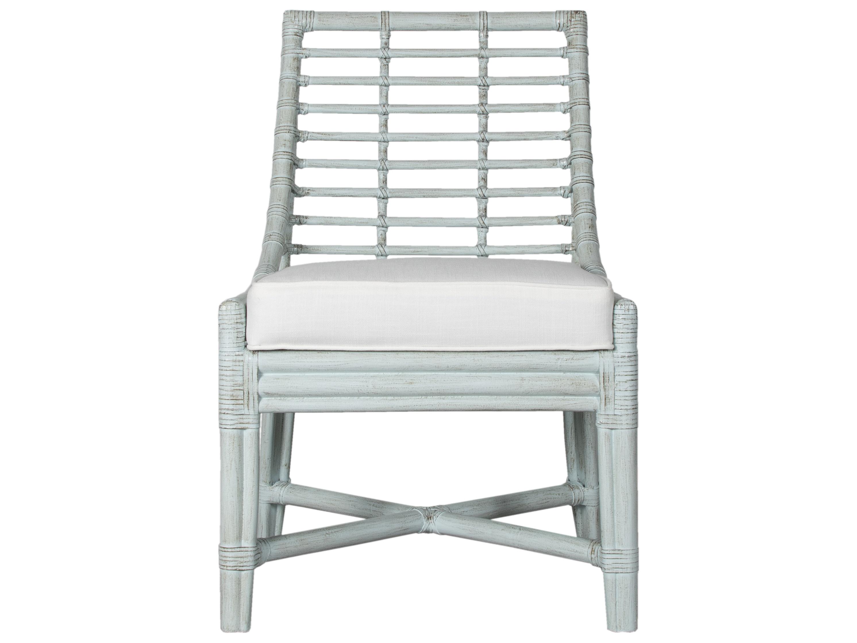 Luna Rattan Gray Upholstered Armless Dining Chair