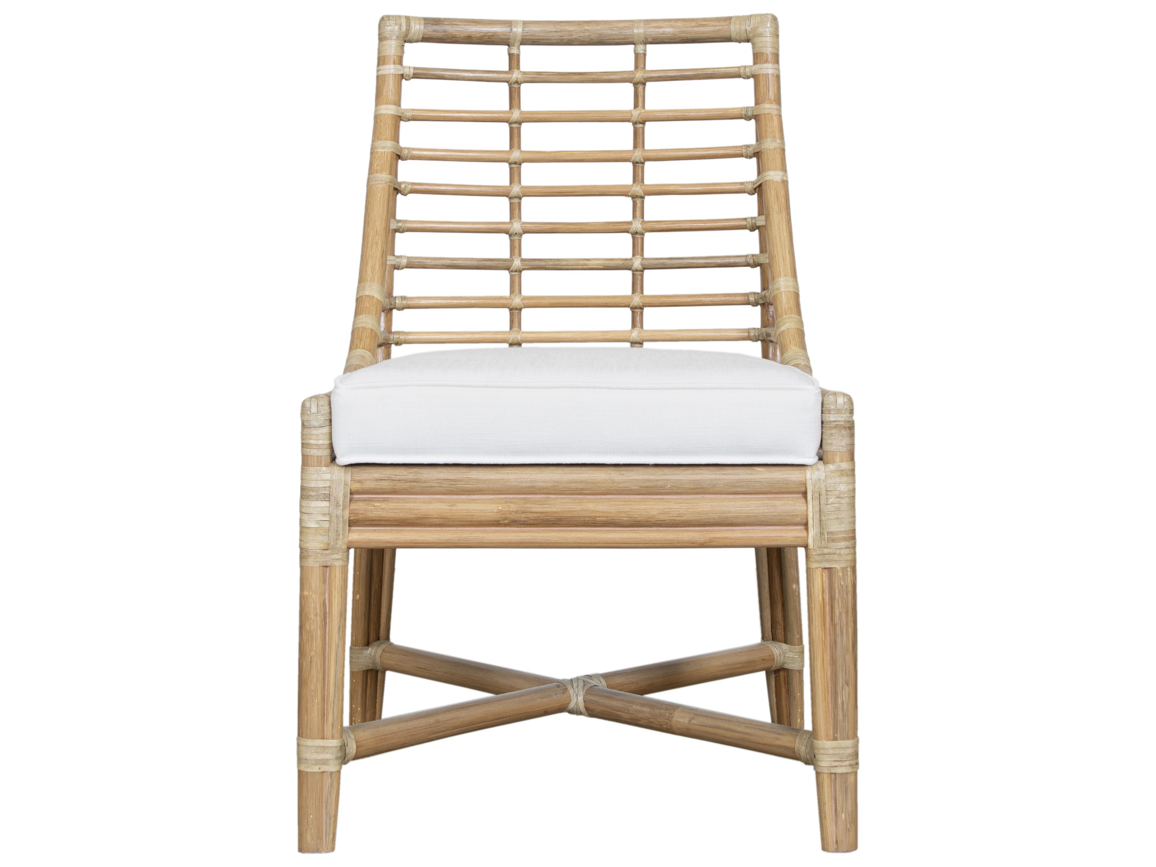 Luna Rattan Gray Upholstered Armless Dining Chair