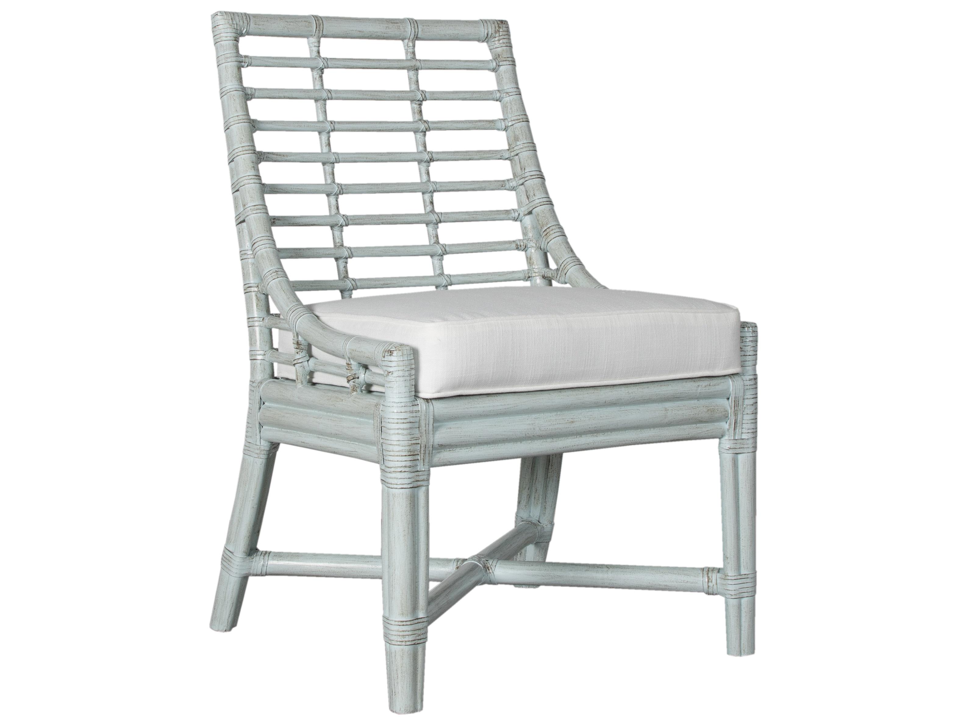 Luna Rattan Gray Upholstered Armless Dining Chair