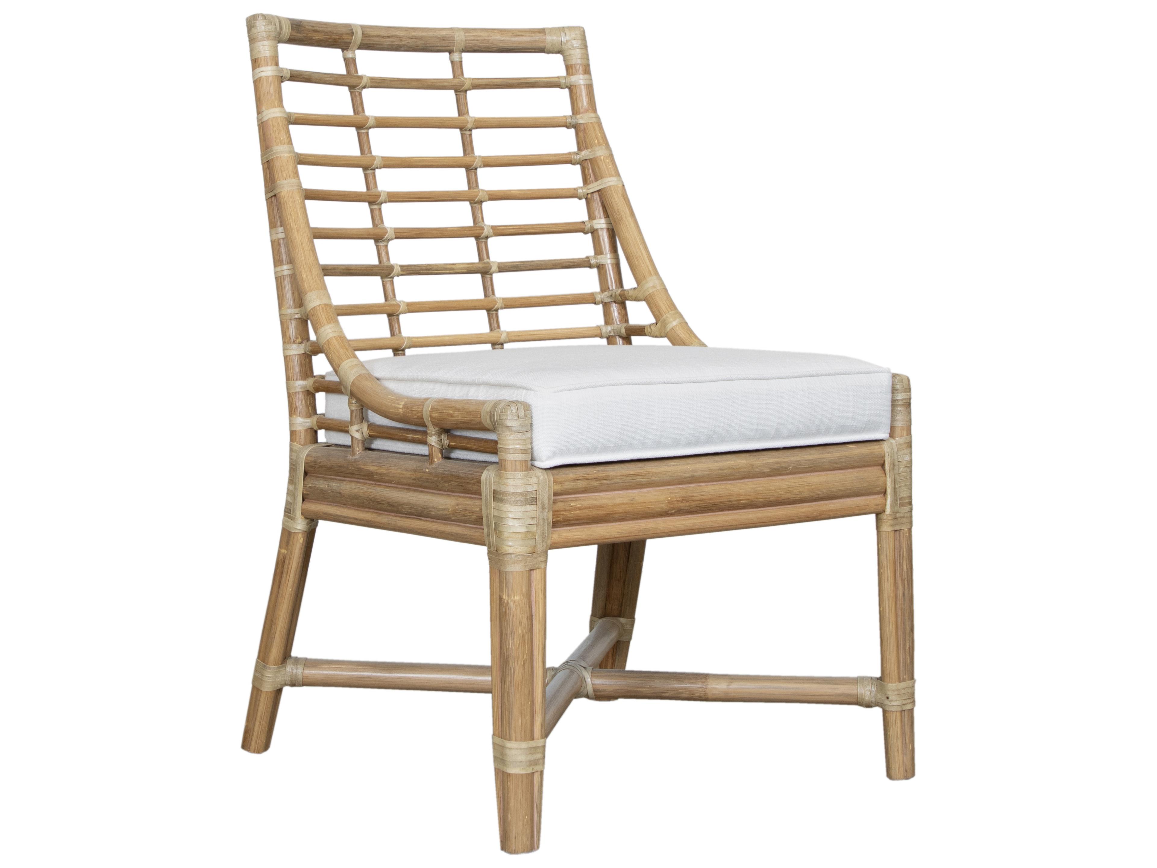 Luna Rattan Gray Upholstered Armless Dining Chair