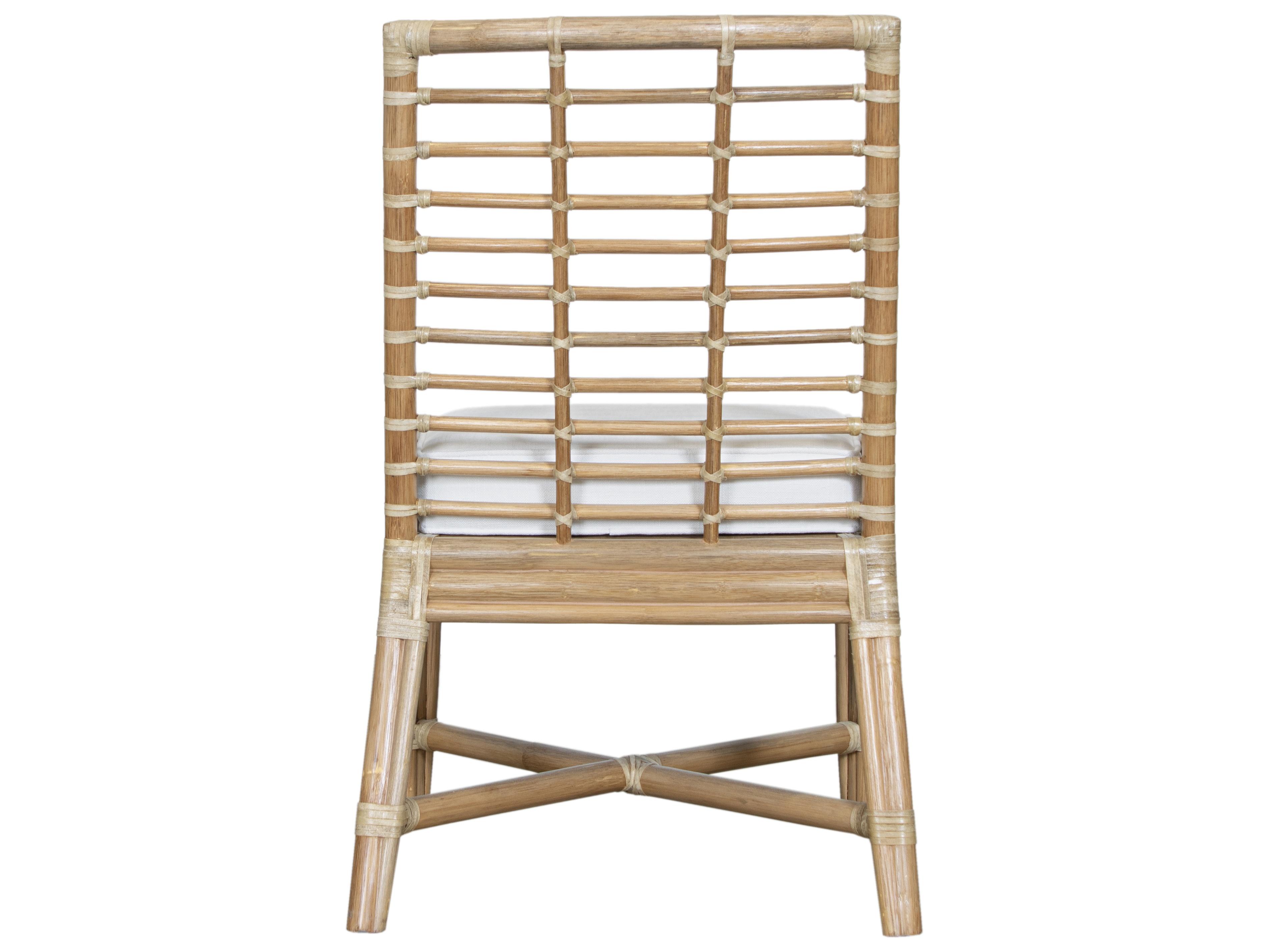 Luna Rattan Gray Upholstered Armless Dining Chair
