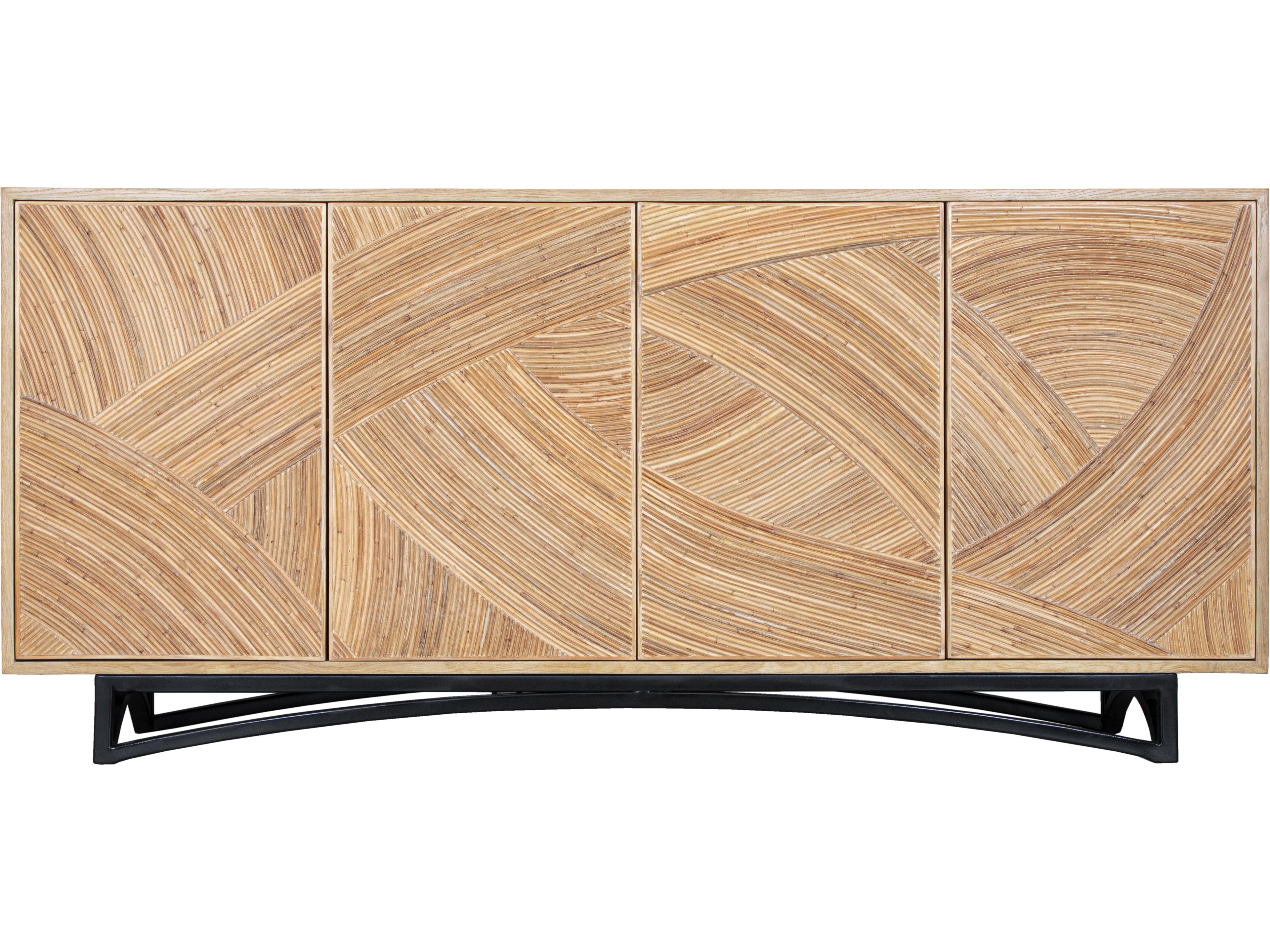 Swirl Rattan Rectangular Wood All Options Console Table