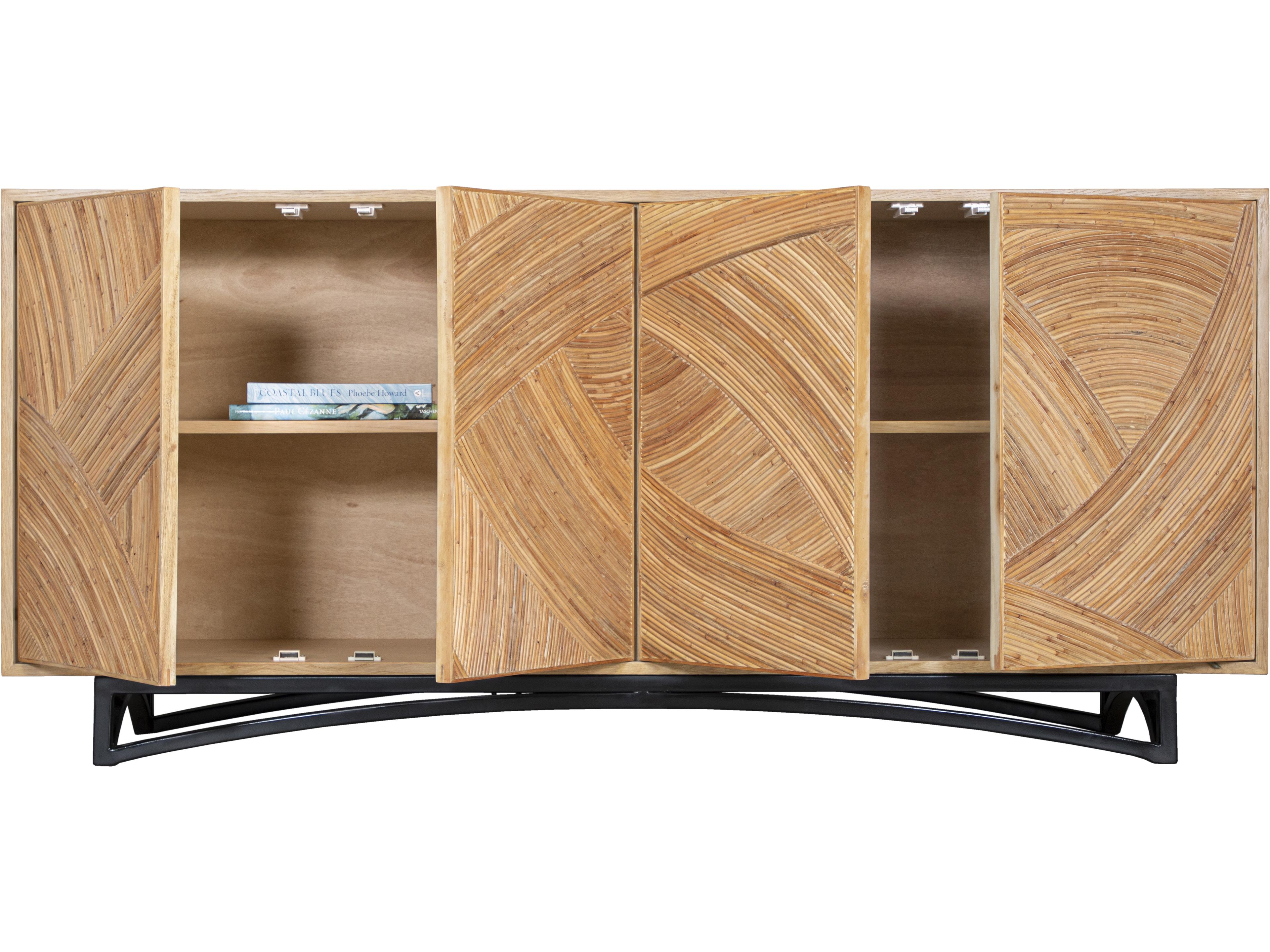 Swirl Rattan Rectangular Wood All Options Console Table