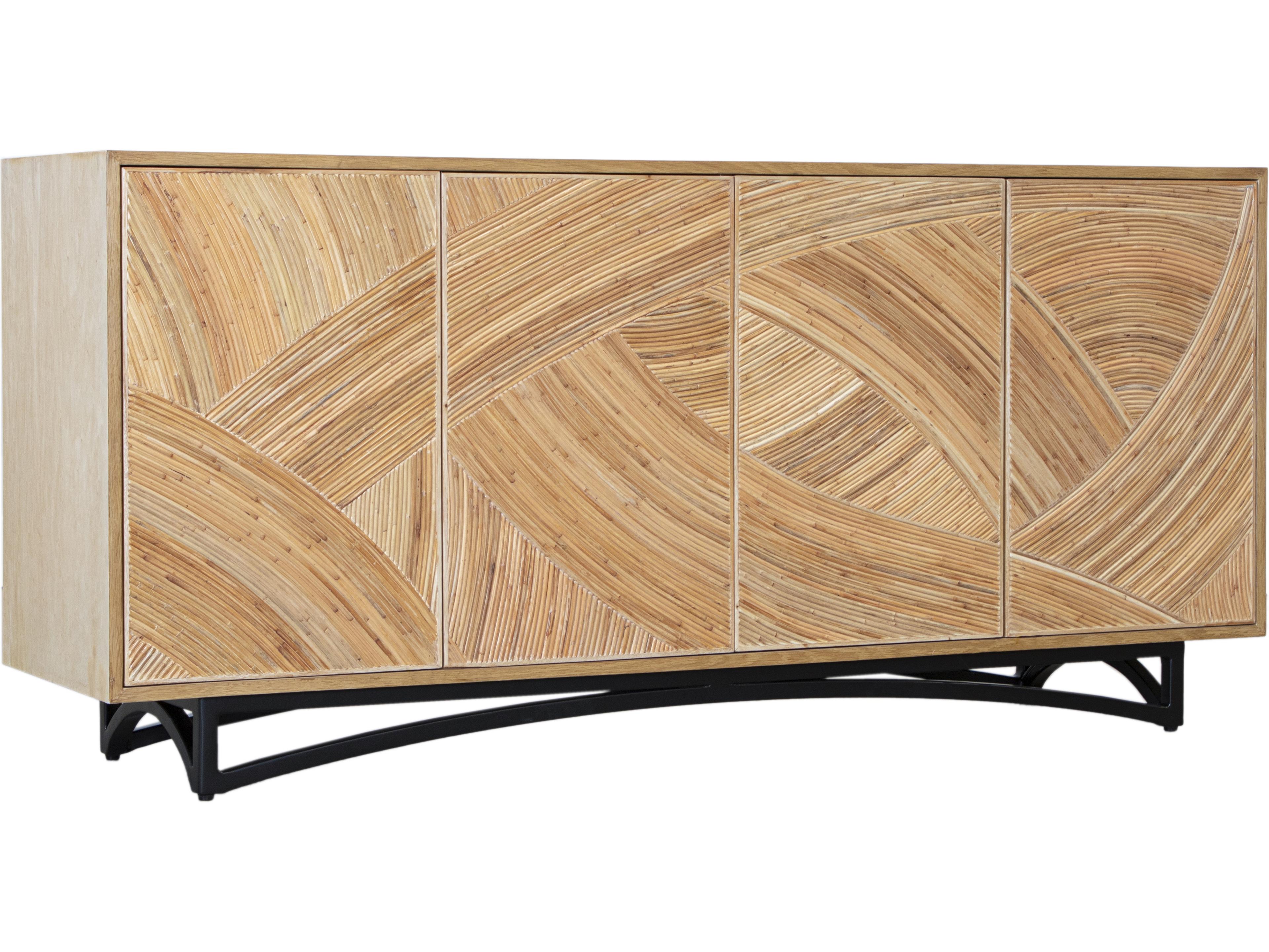 Swirl Rattan Rectangular Wood All Options Console Table