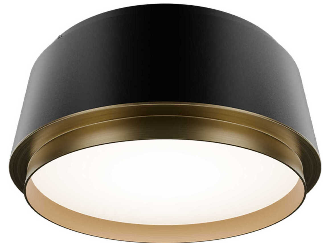dweLED by WAC Lighting Salvo 1-Light Black Aged Brass Round Flush Mount