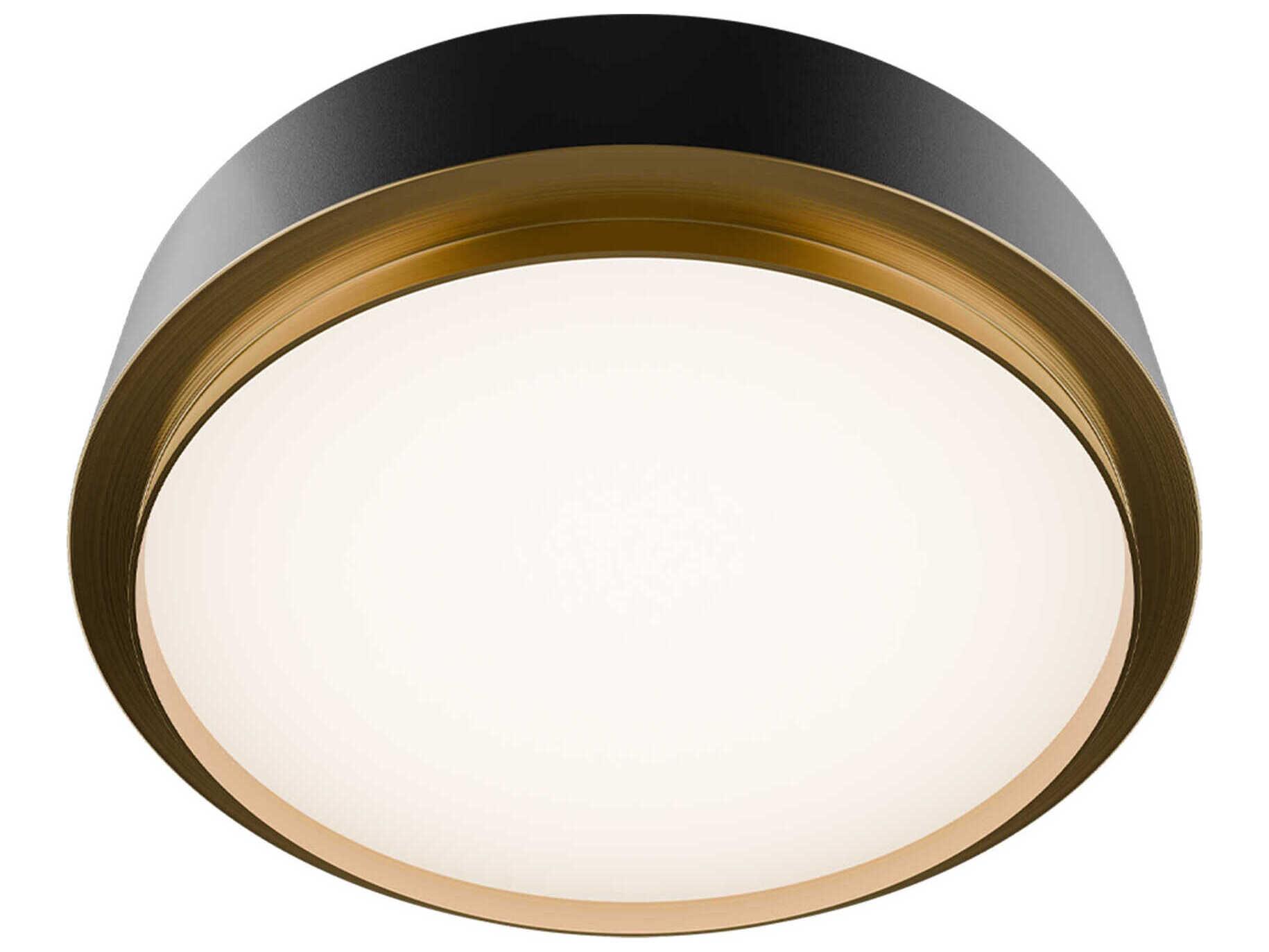 dweLED by WAC Lighting Salvo 1-Light Black Aged Brass Round Flush Mount