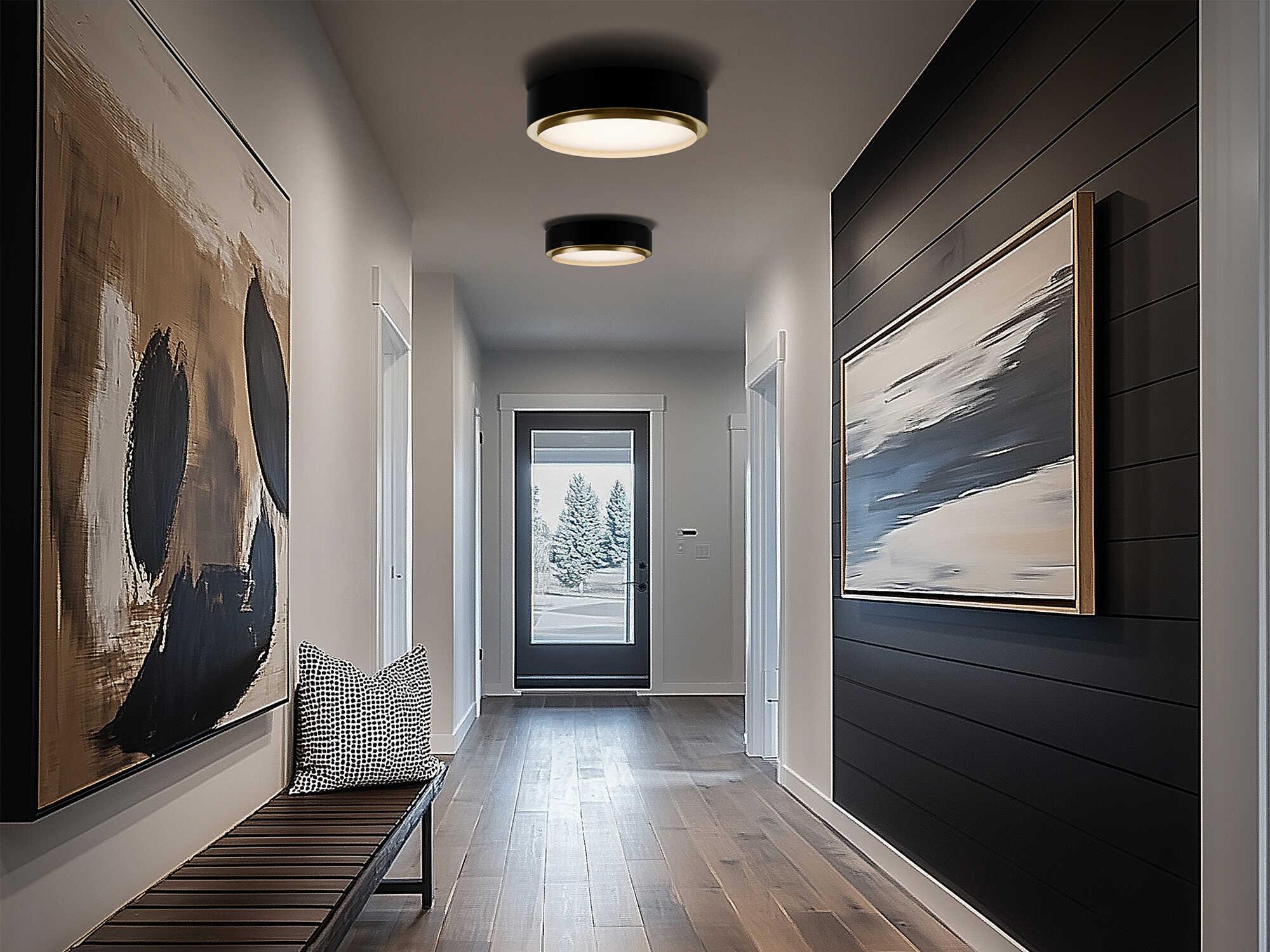 dweLED by WAC Lighting Salvo 1-Light Black Aged Brass Round Flush Mount