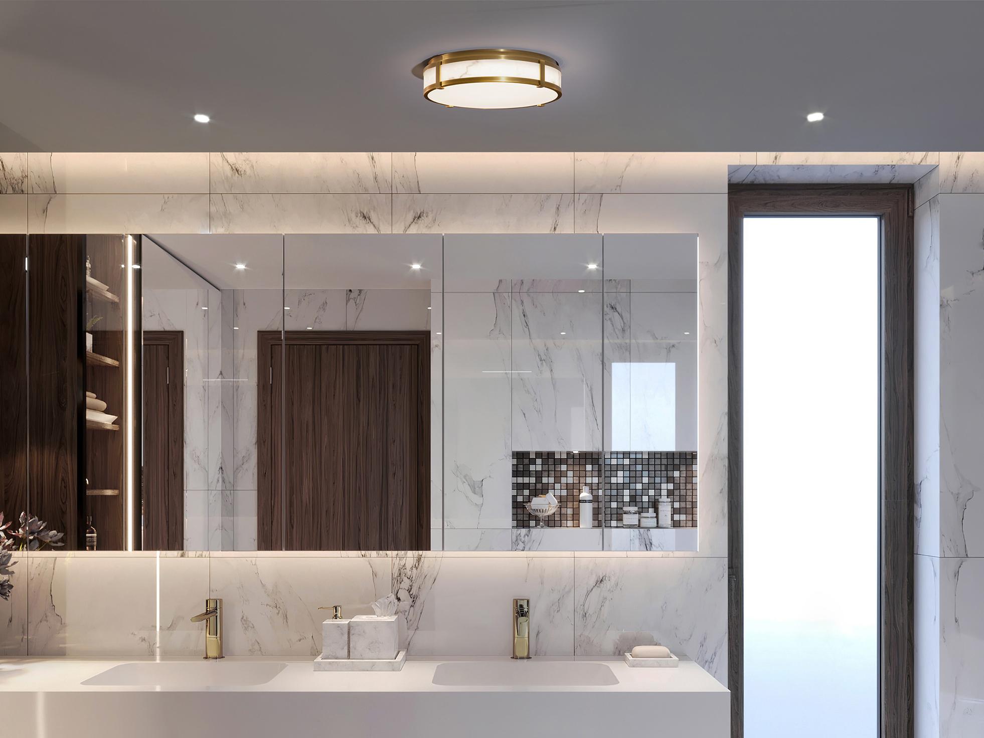 dweLED by WAC Lighting Constantine 1-Light Aged Brass LED Round Flush Mount