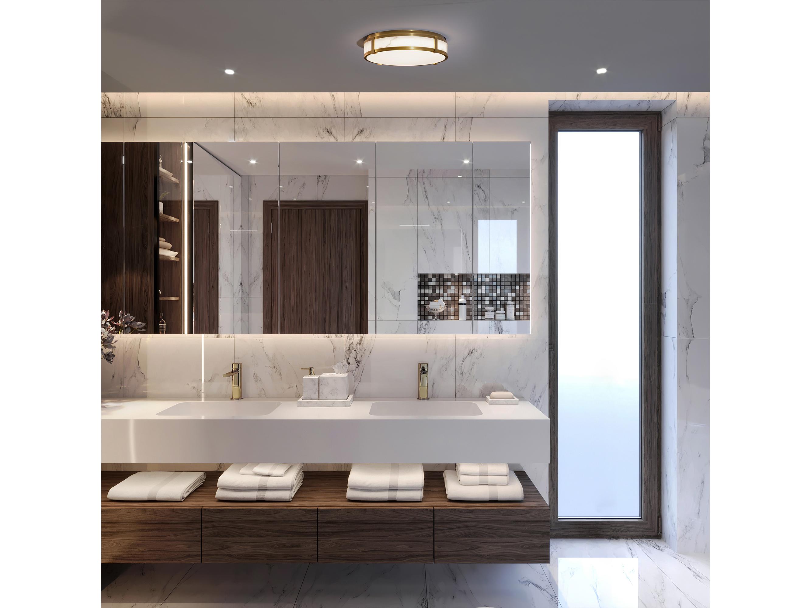 dweLED by WAC Lighting Constantine 1-Light Aged Brass LED Round Flush Mount