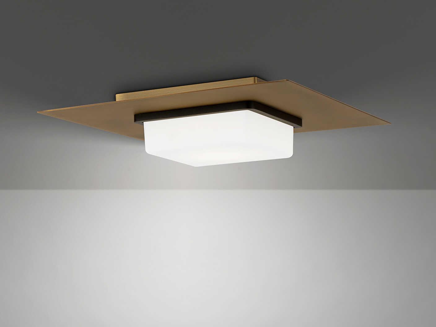 dweLED by WAC Lighting Double Decker 1-Light Black Aged Brass Flush Mount