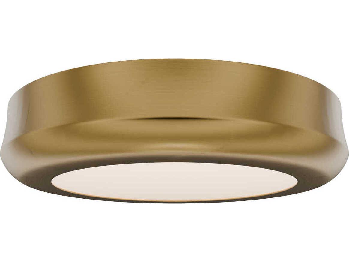 dweLED by WAC Lighting Parthenon 1-Light Aged Brass Round Flush Mount