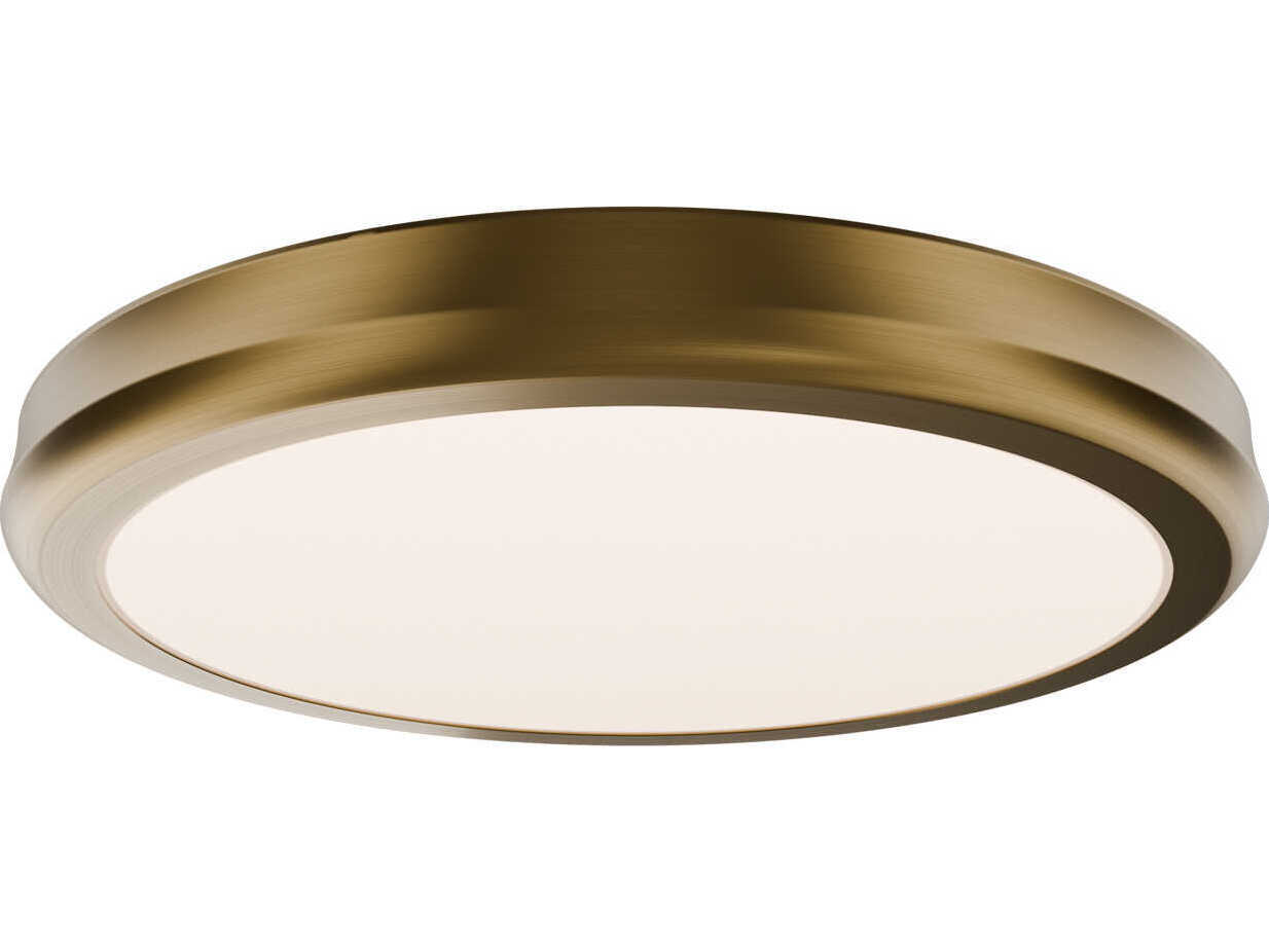 dweLED by WAC Lighting Parthenon 1-Light Aged Brass Round Flush Mount