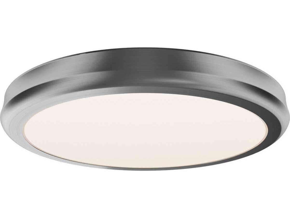 dweLED by WAC Lighting Parthenon 1-Light Brushed Nickel Round Flush Mount