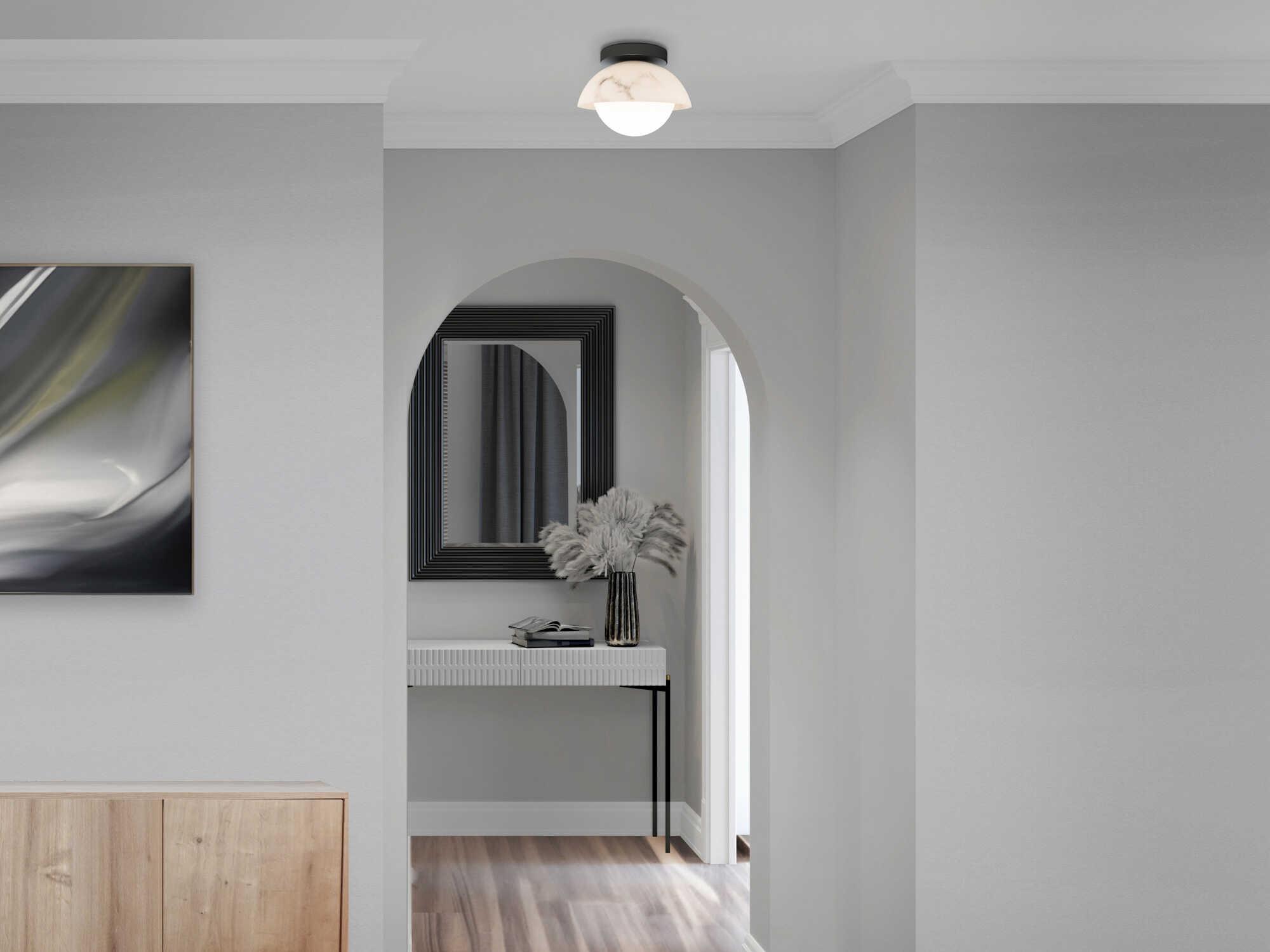 dweLED by WAC Lighting Moonstone 1-Light Black Globe Semi Flush Mount