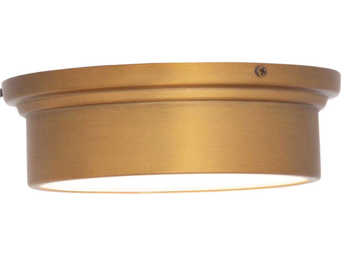 dweLED by WAC Lighting York 1-Light Aged Brass Glass LED Round Flush Mount