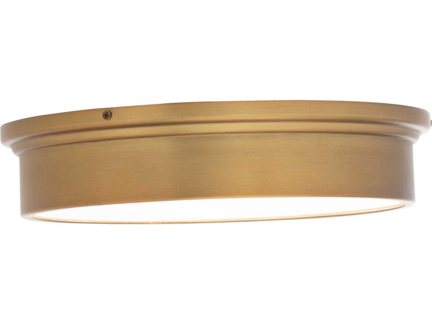 dweLED by WAC Lighting York 1-Light Aged Brass Glass LED Round Flush Mount
