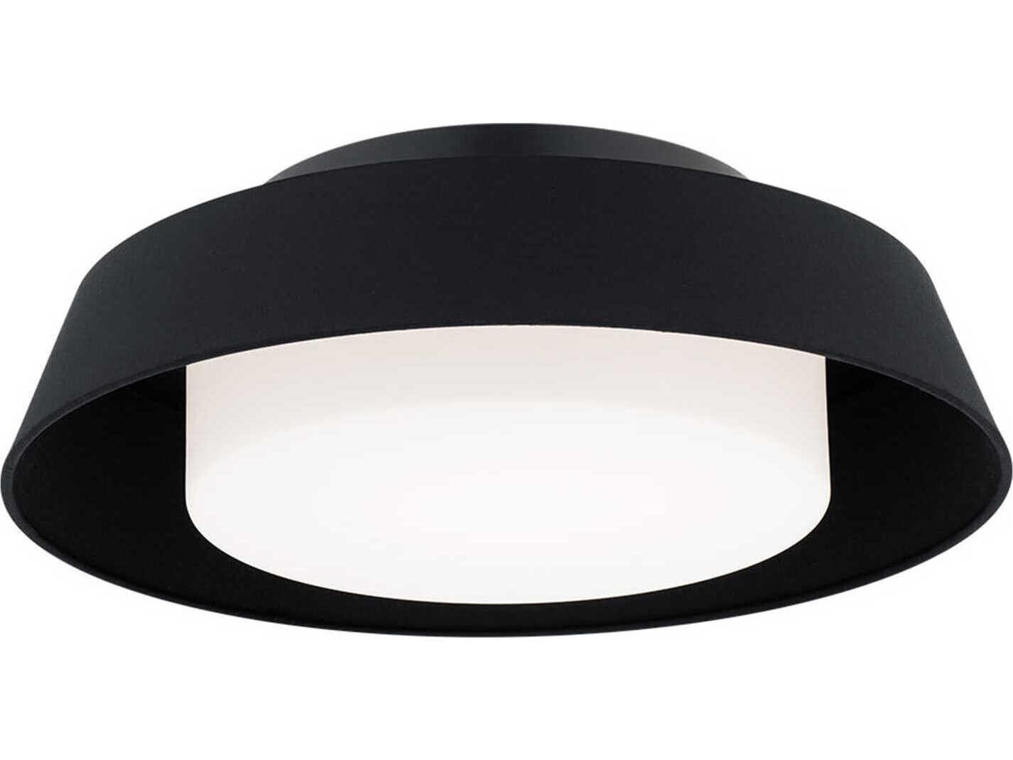 dweLED by WAC Lighting Chapeau 1-Light Black Drum Flush Mount