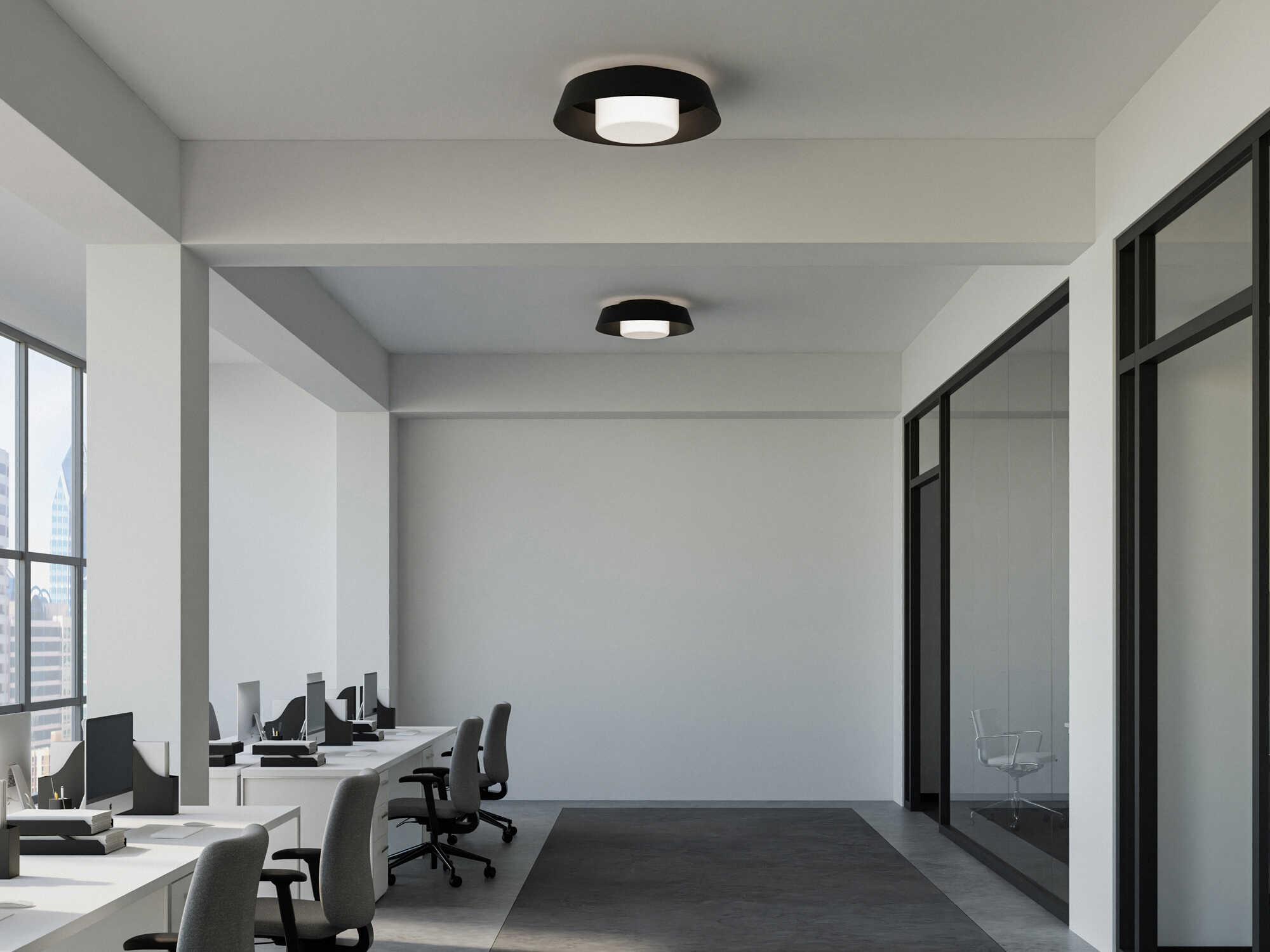 dweLED by WAC Lighting Chapeau 1-Light Black Drum Flush Mount