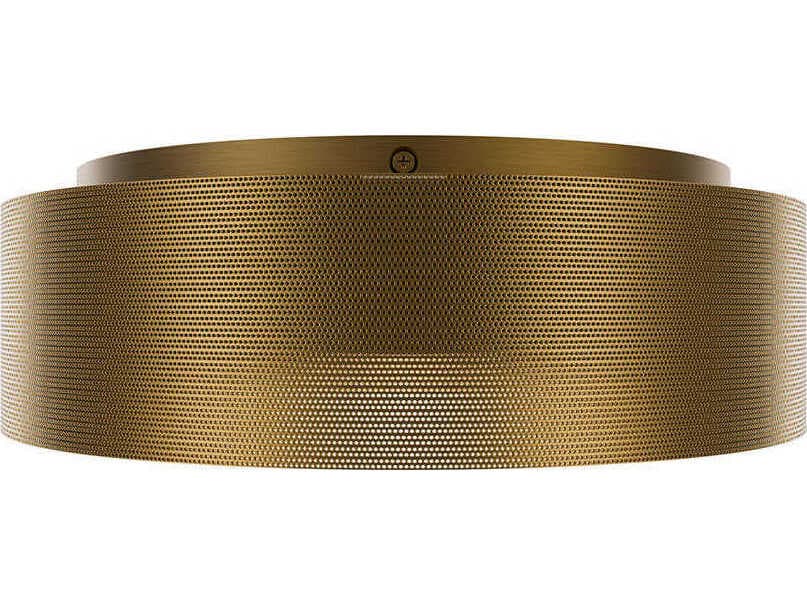 dweLED by WAC Lighting Grille 1-Light Aged Brass Round Flush Mount