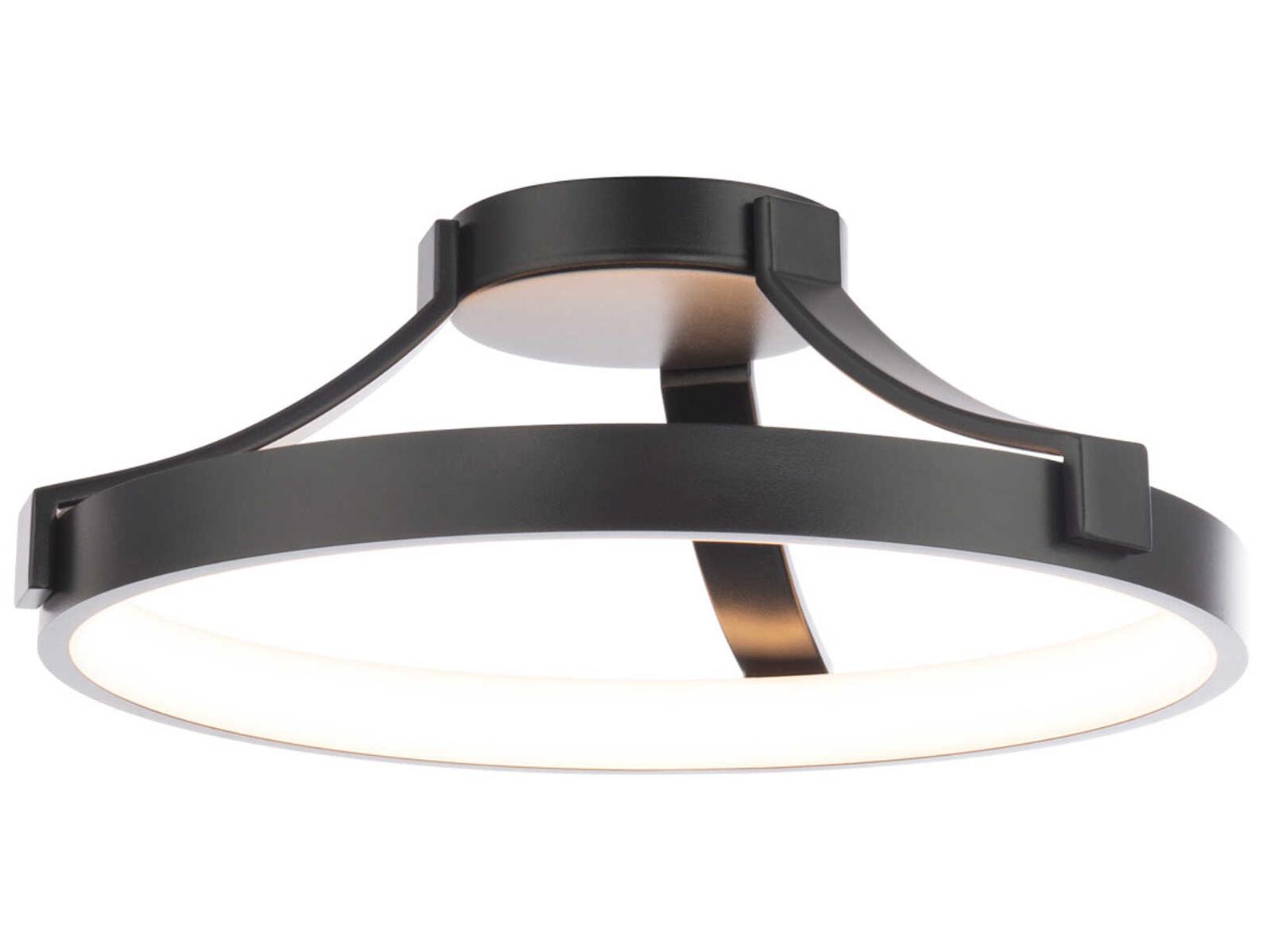 dweLED by WAC Lighting Chaucer 1-Light Black LED Round Semi Flush Mount